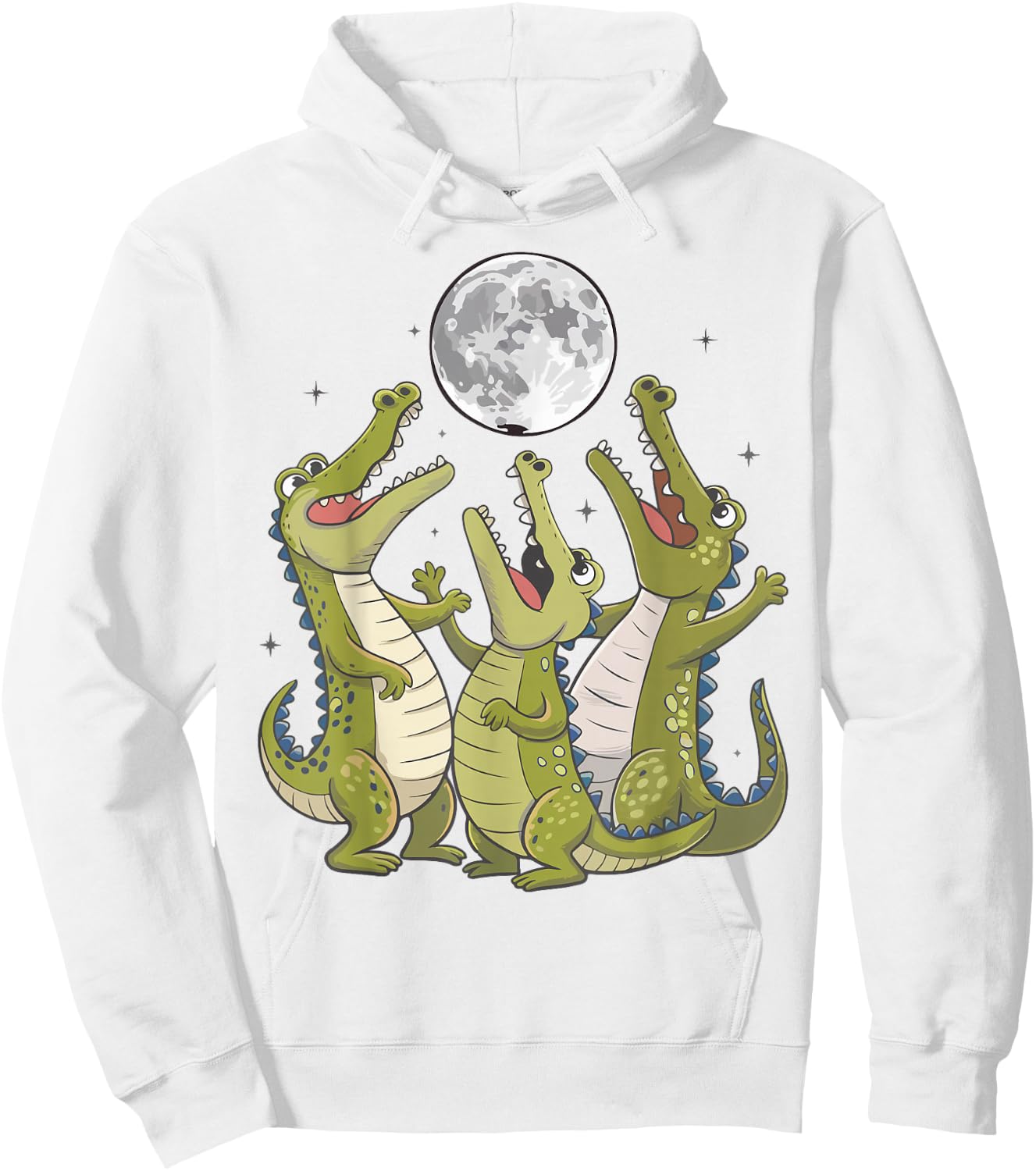 Funny Alligator Howling At Moon Toddler Men Women Vintage Hoodie - Hoodie | White