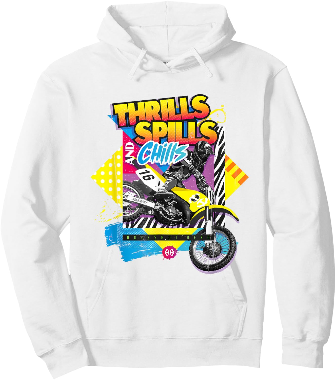 1990's Retro Motocross , Motorcycle Racing Hoodie - Hoodie | White
