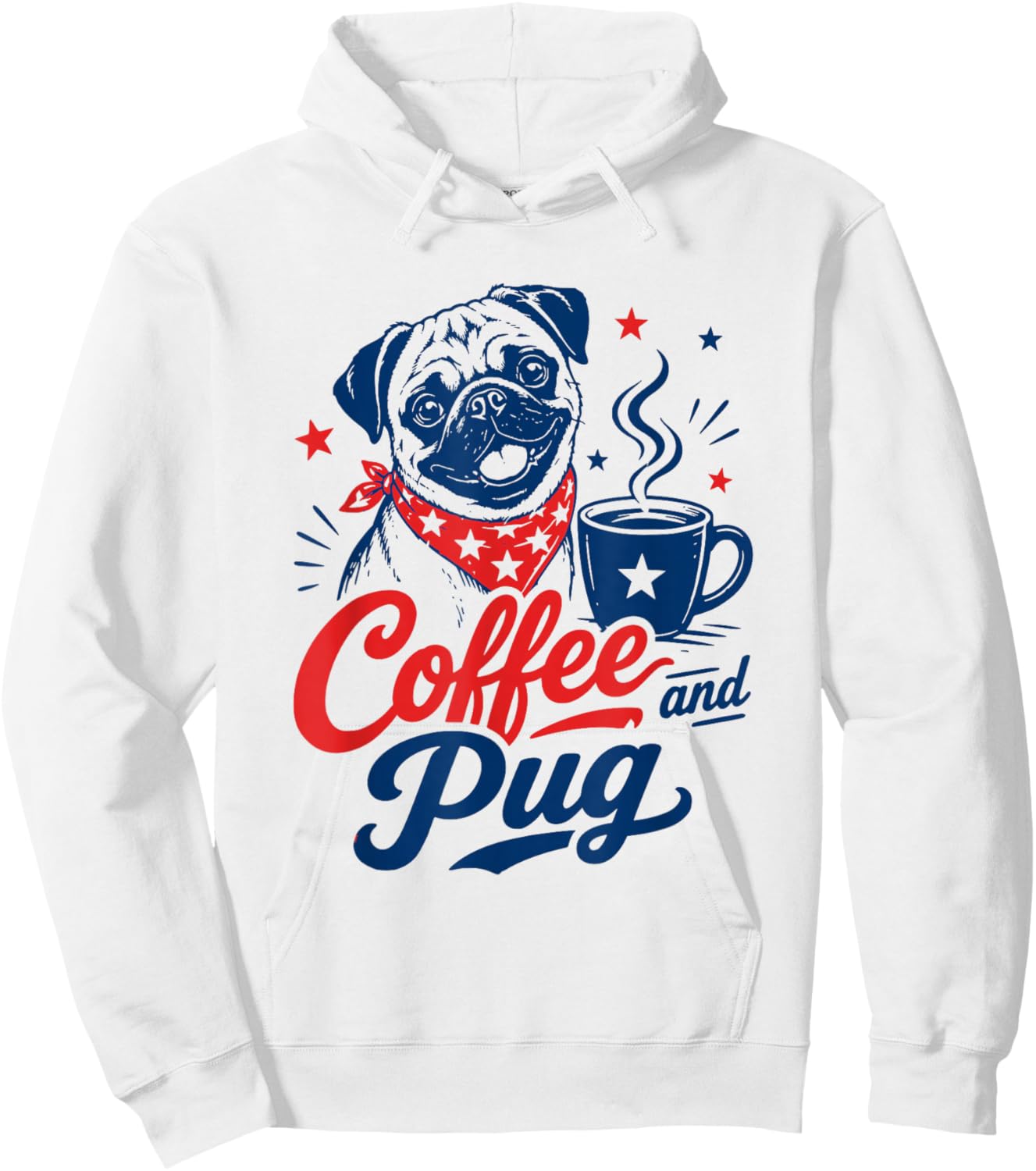 Pug Owner Mom Dad Pet Lover Men Women Coffee and Pug Hoodie - Hoodie | White