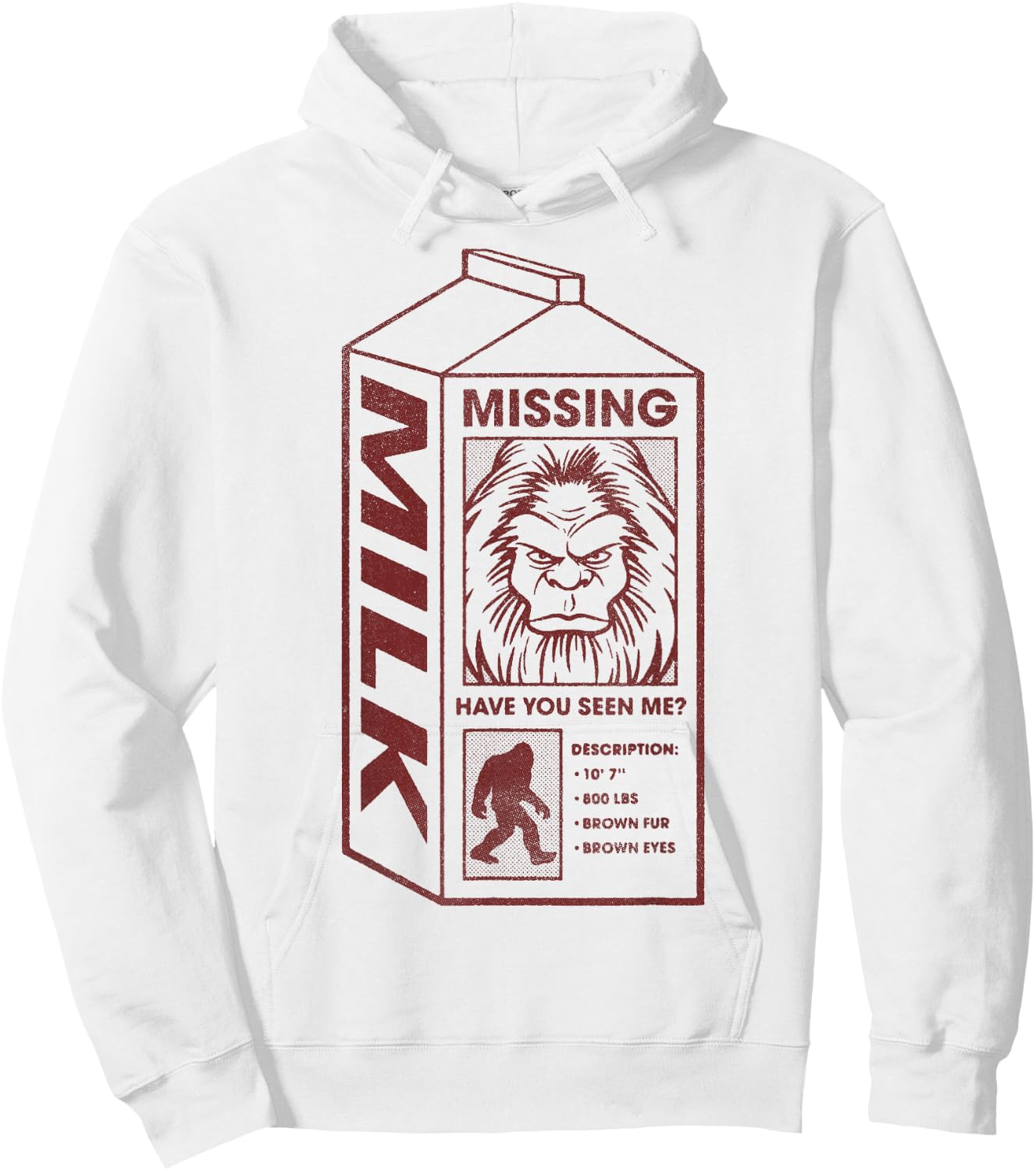 Milk Carton Missing Bigfoot Hoodie - Hoodie | White