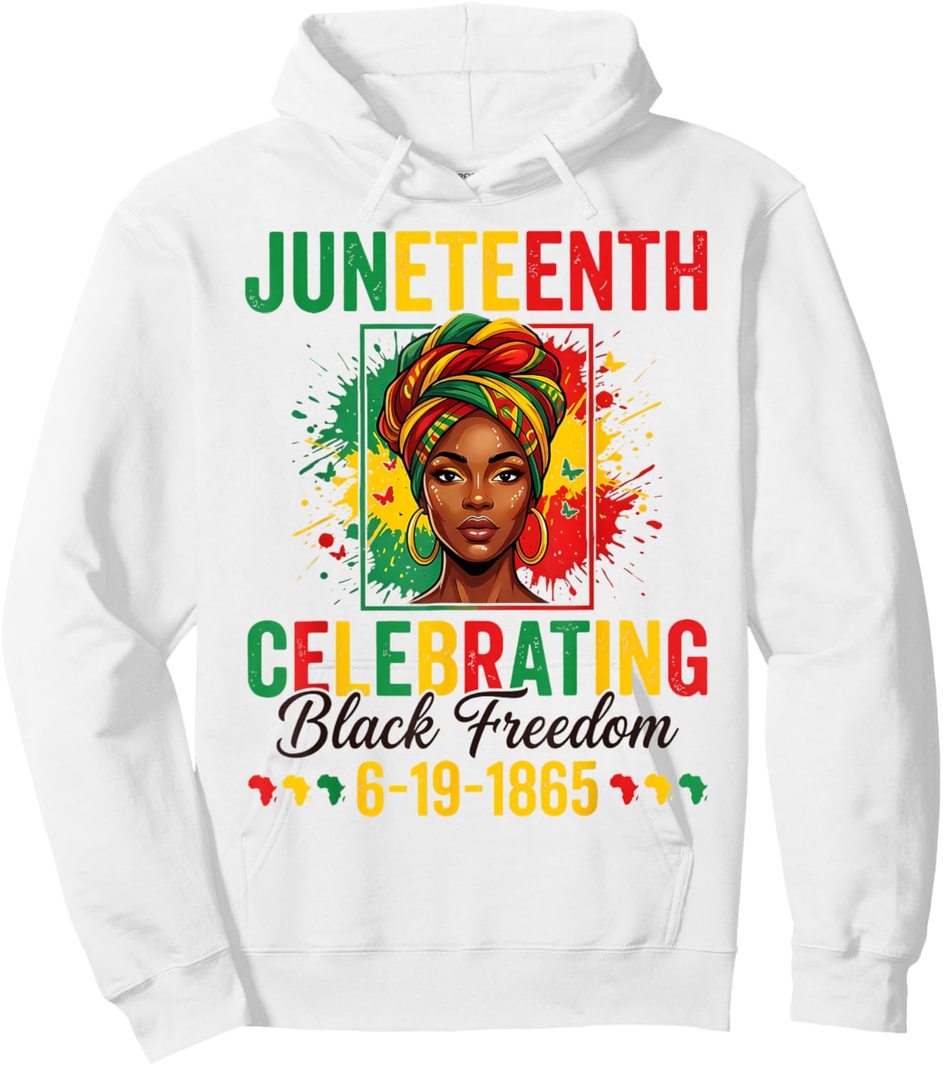 Juneteenth Celebrating 19 1865 Black Women Afro Celebration Hoodie - Hoodie | White