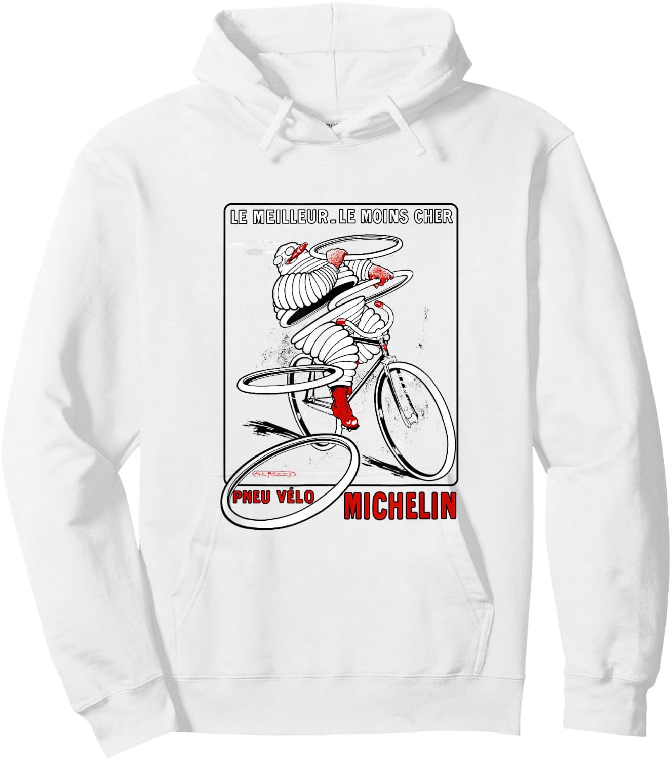 Vintage French Cycling Tire Ad | Bicycle Cyclist Art Shirt Hoodie - Hoodie | White
