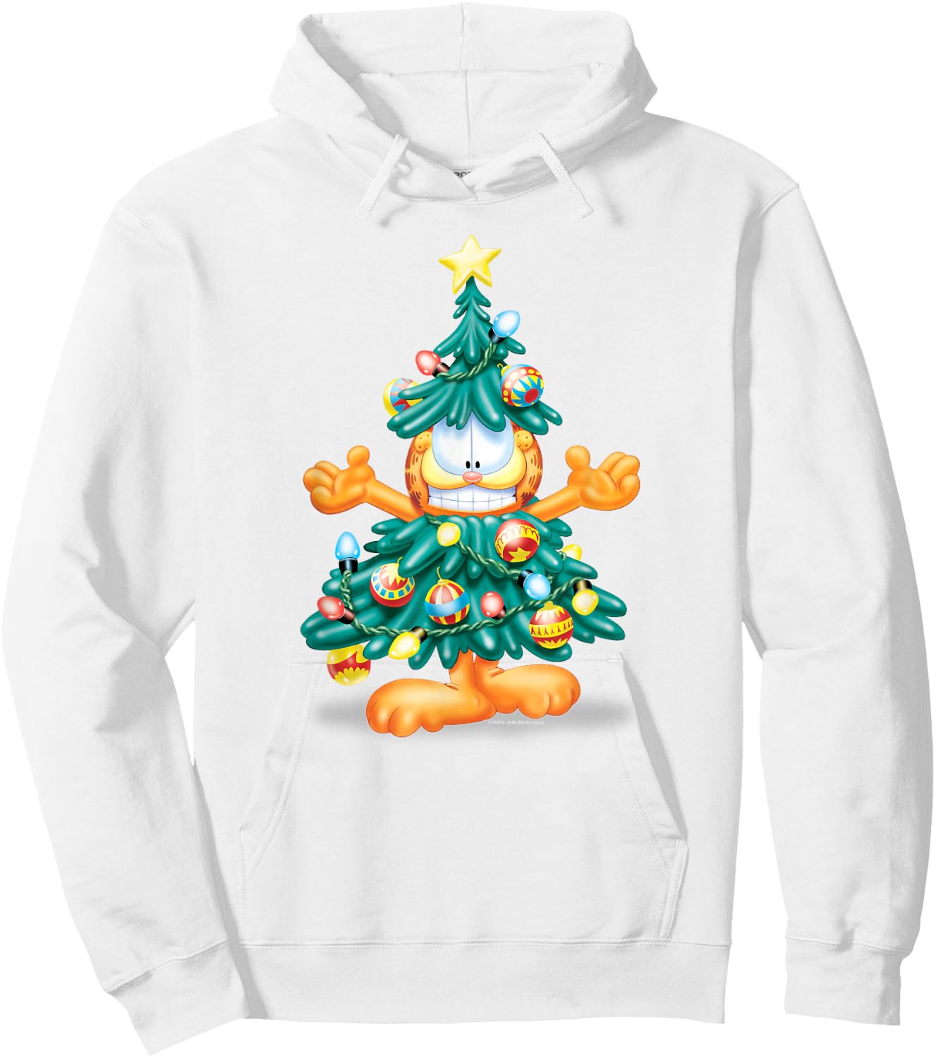Garfield Christmas Tree Hoodie - Hoodie | White