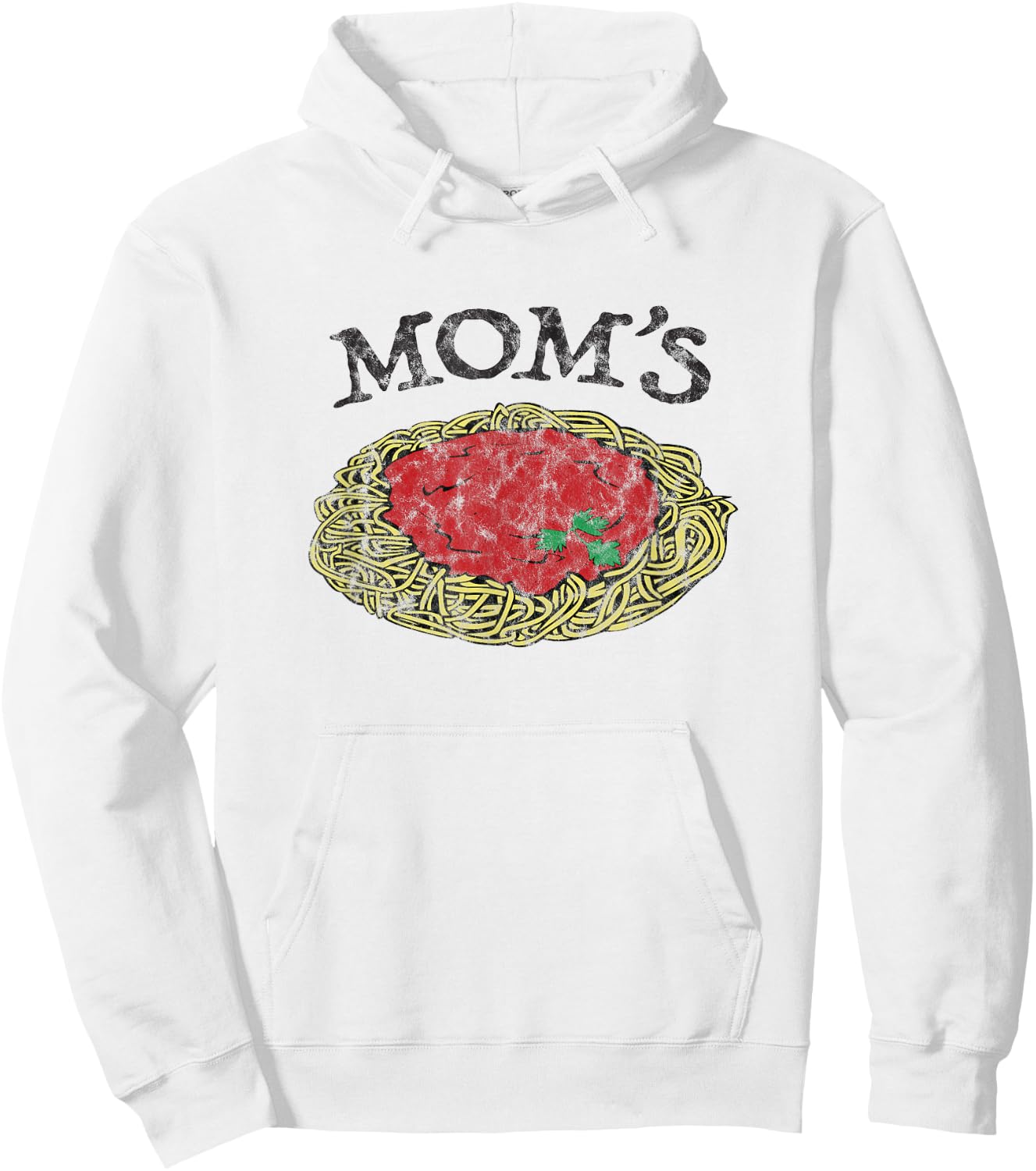 Mom's Spaghetti Funny Italian Graphic Print Hoodie - Hoodie | White