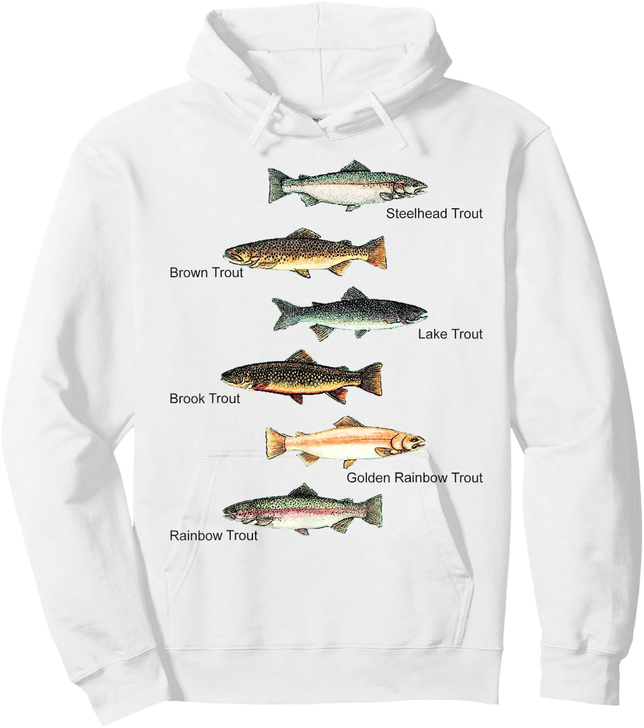Types of Trout Fish Species Collection Fishing Hoodie - Hoodie | White