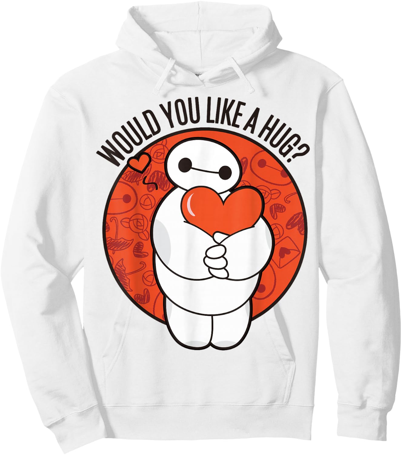 Disney Big Hero 6 Valentine's Day Baymax Hug Heart Logo Hoodie - Hoodie | White