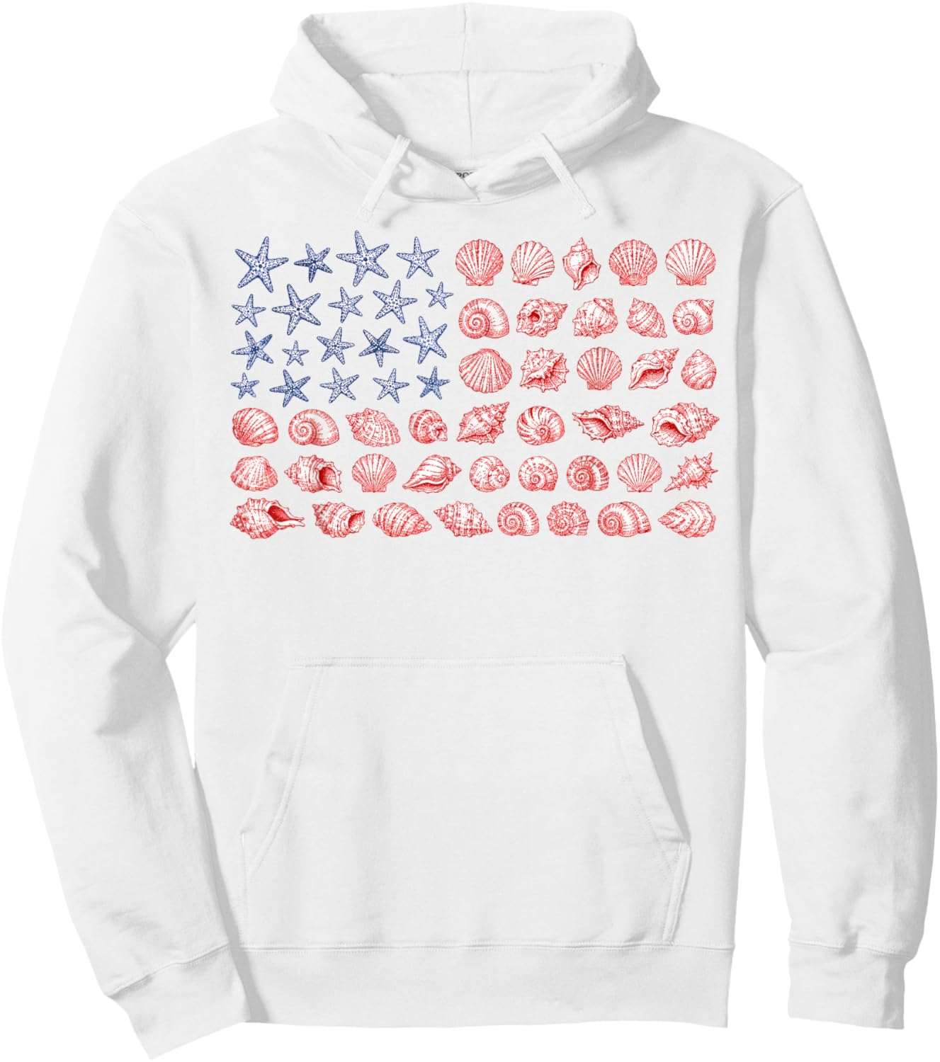 Seashell USA Flag 4th of July Women Kids Summer Hoodie - Hoodie | White
