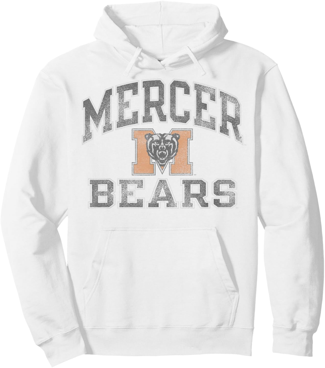 Mercer Bears Vintage Worn Gray Officially Licensed Hoodie - Hoodie | White