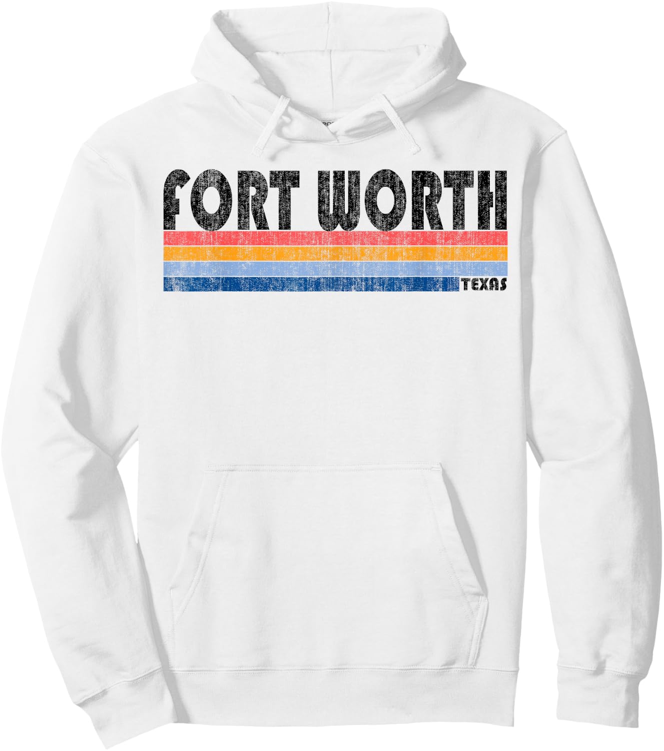 Vintage 1980s Style Fort Worth TX Hoodie - Hoodie | White