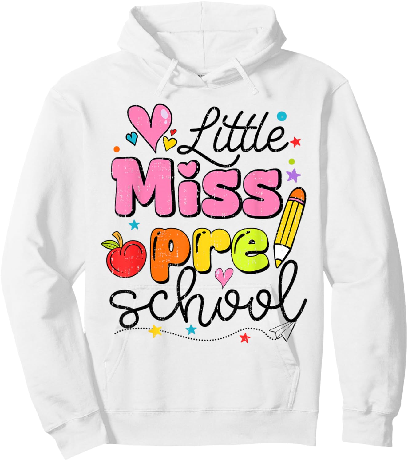Little Miss Preschool Back to School Cute Preschool Girls Hoodie - Hoodie | White