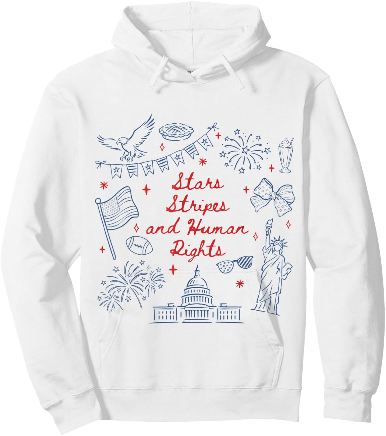 Stars Stripes and Human Rights 250th Anniversary 4th of July Hoodie - Hoodie | White
