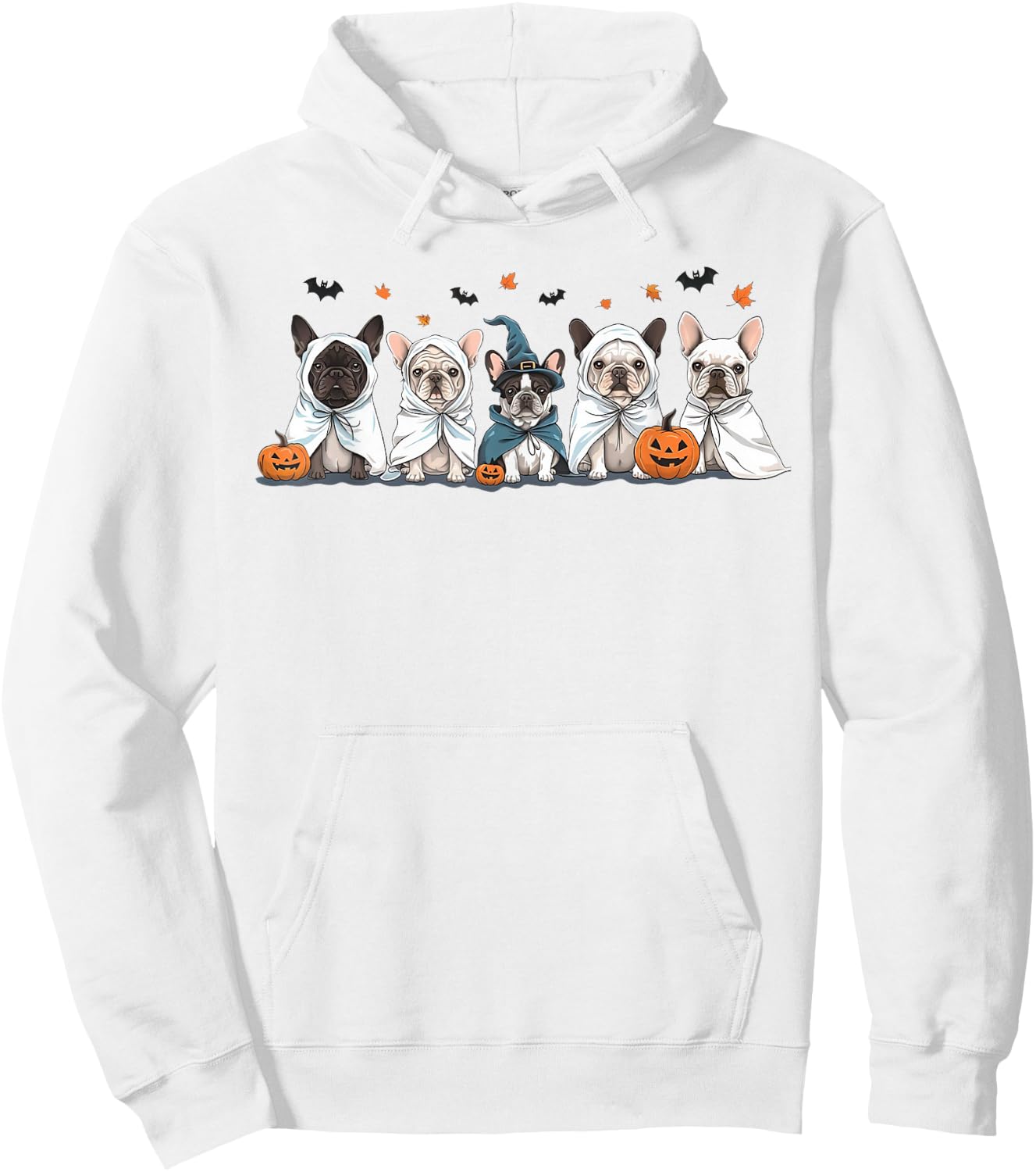 Funny Frenchie Halloween Costume Cute French Bulldog Ghost Hoodie - Hoodie | White