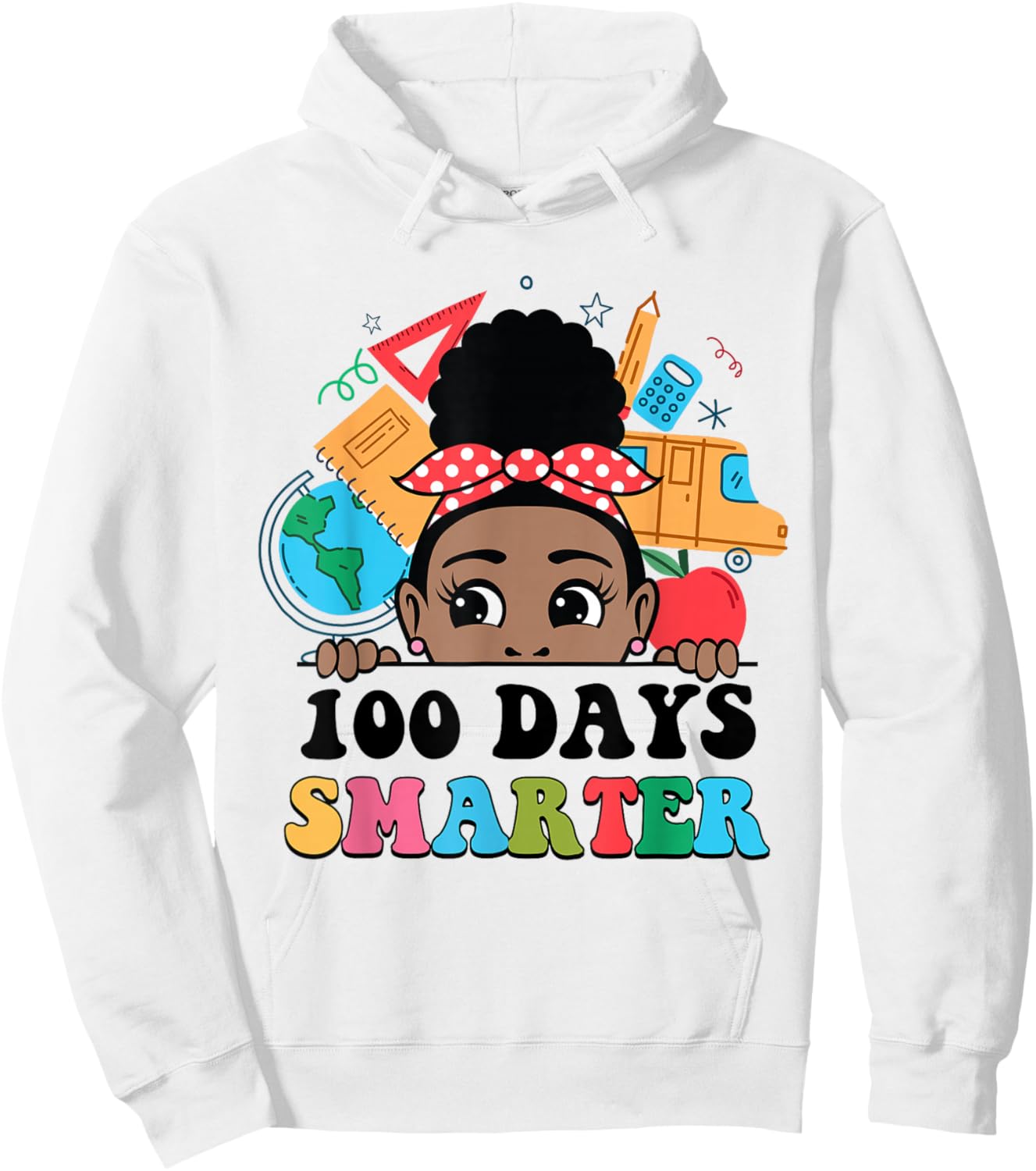 100 Days Smarter Afro Black Girl Melanin 100th Day Of School Hoodie - Hoodie | White