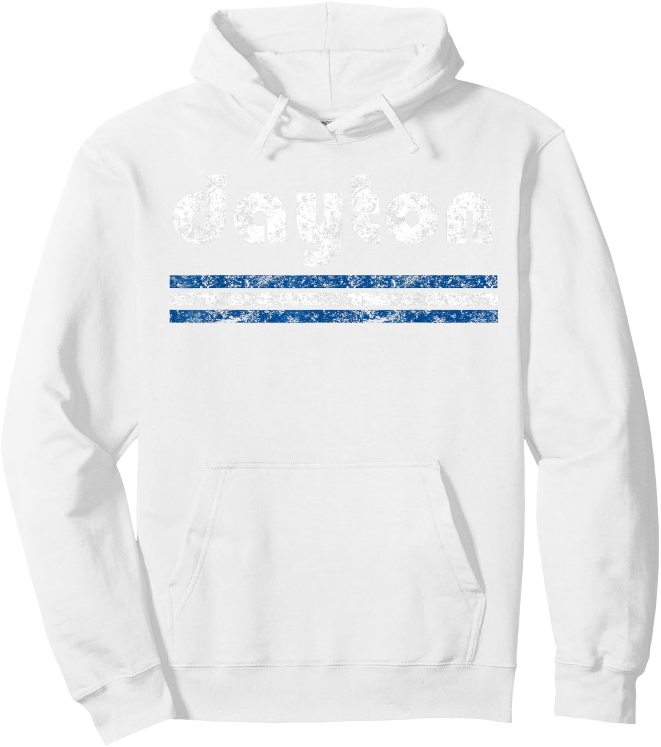 Dayton Ohio Retro Three Stripe Weathered Vintage Hoodie - Hoodie | White