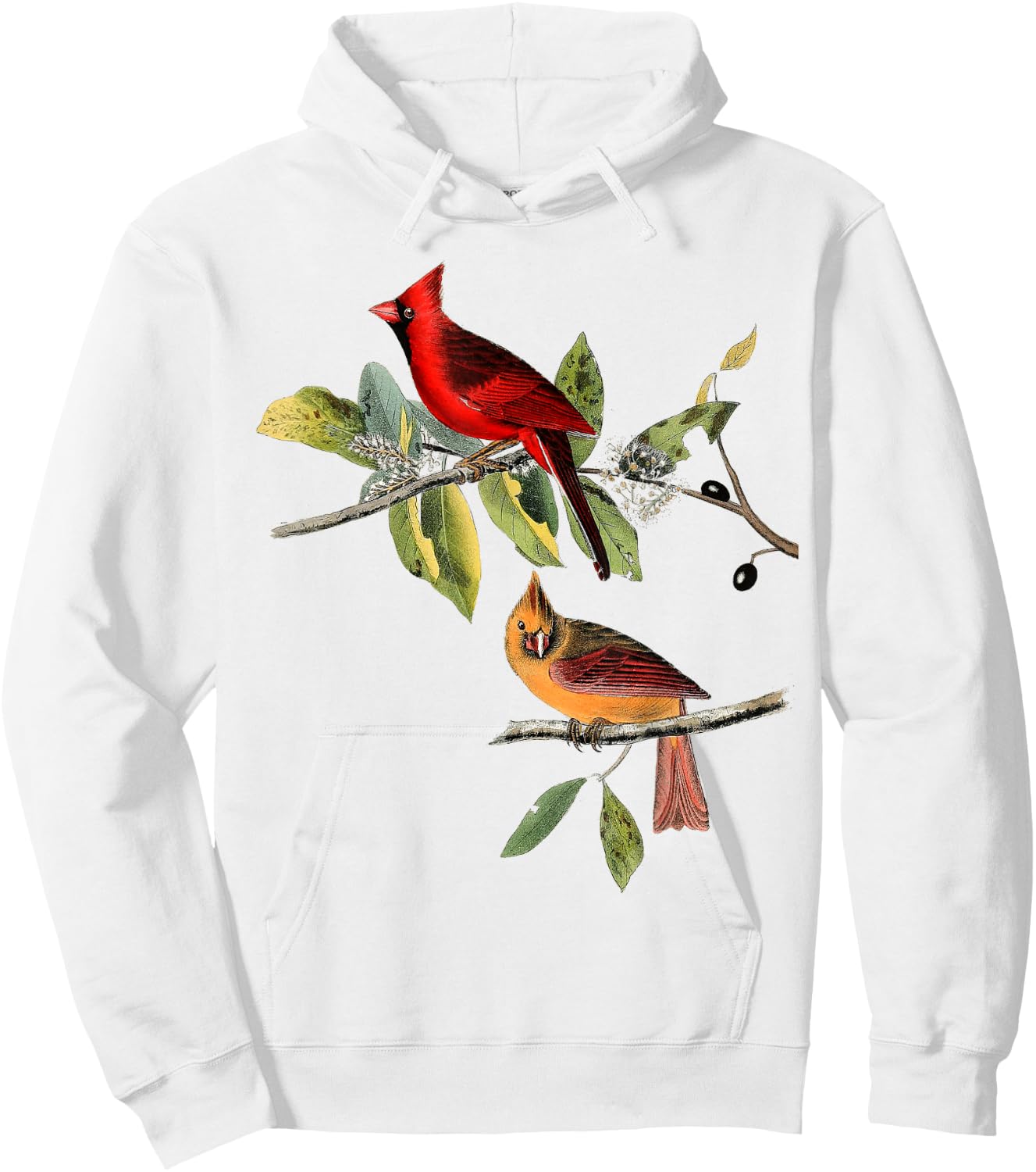 Red Cardinal Bird Male Female Hoodie - Hoodie | White