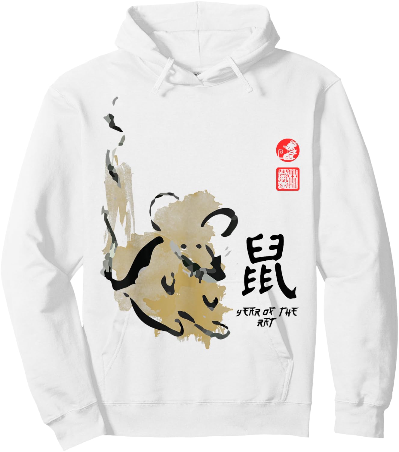 Year of Rat Painting Seal Animal Chinese Zodiac Hoodie - Hoodie | White
