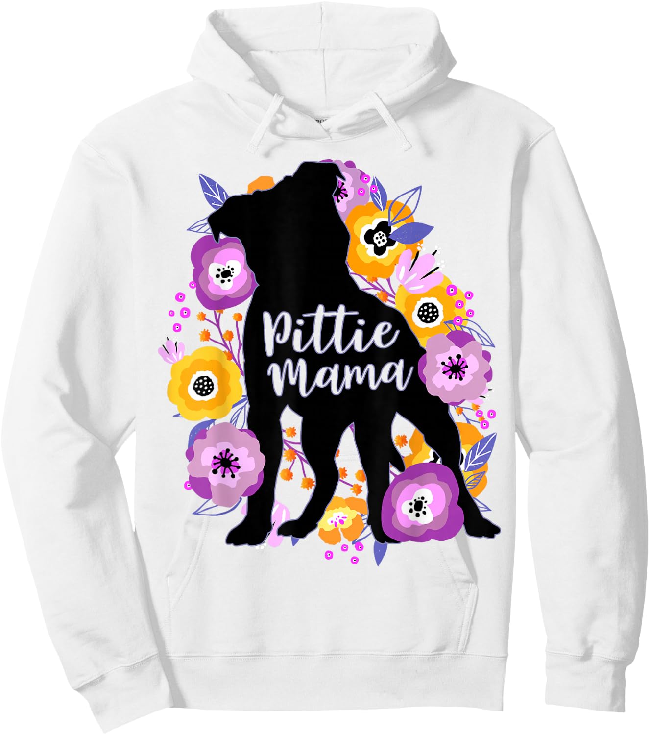 Pitbull Mama Purple Flowers Pittie Cute Pit Bull Dog Mom Hoodie - Hoodie | White