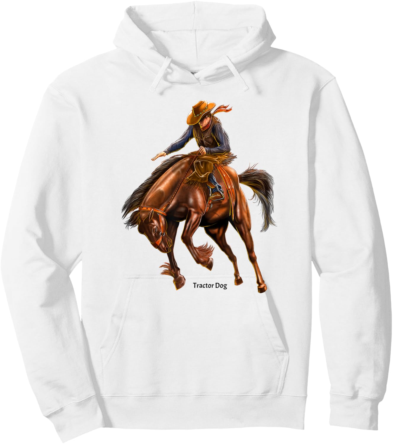 Bucking Bronco Rodeo Hoodie - Hoodie | White