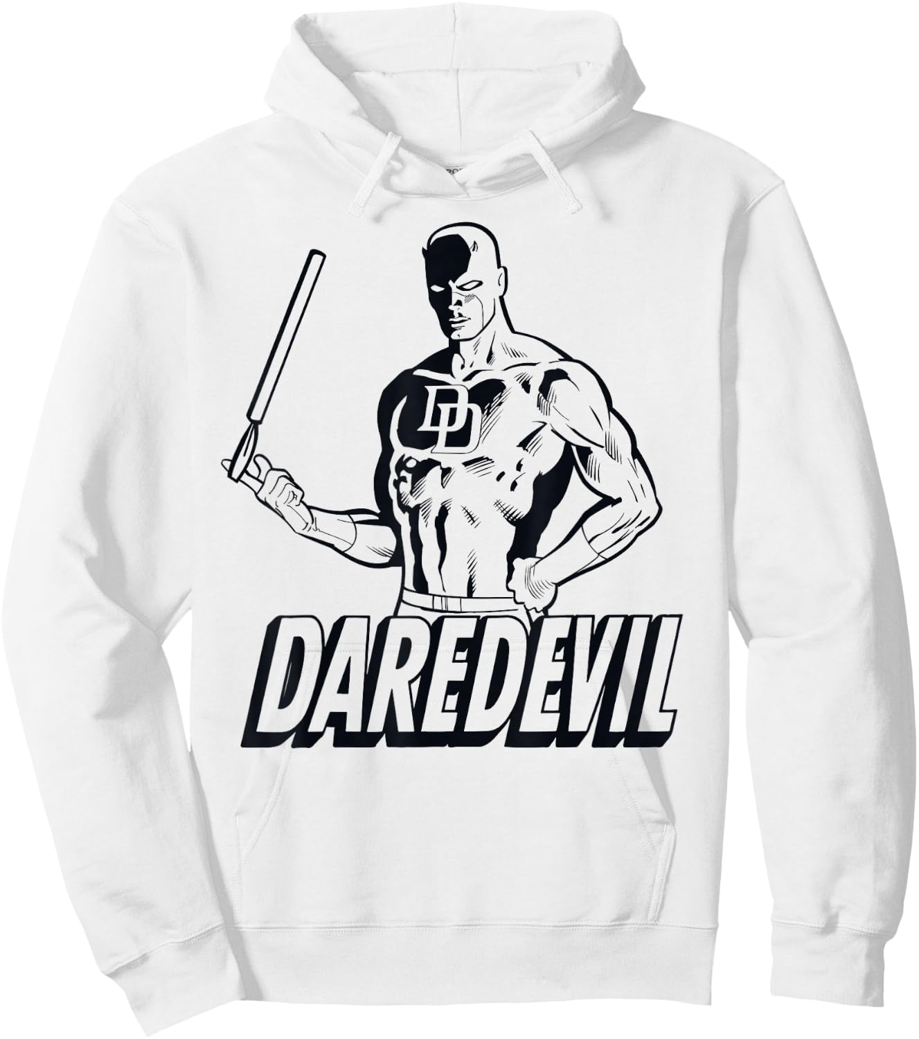 Marvel Daredevil Classic Retro Tonal LineArt Graphic Hoodie - Hoodie | White