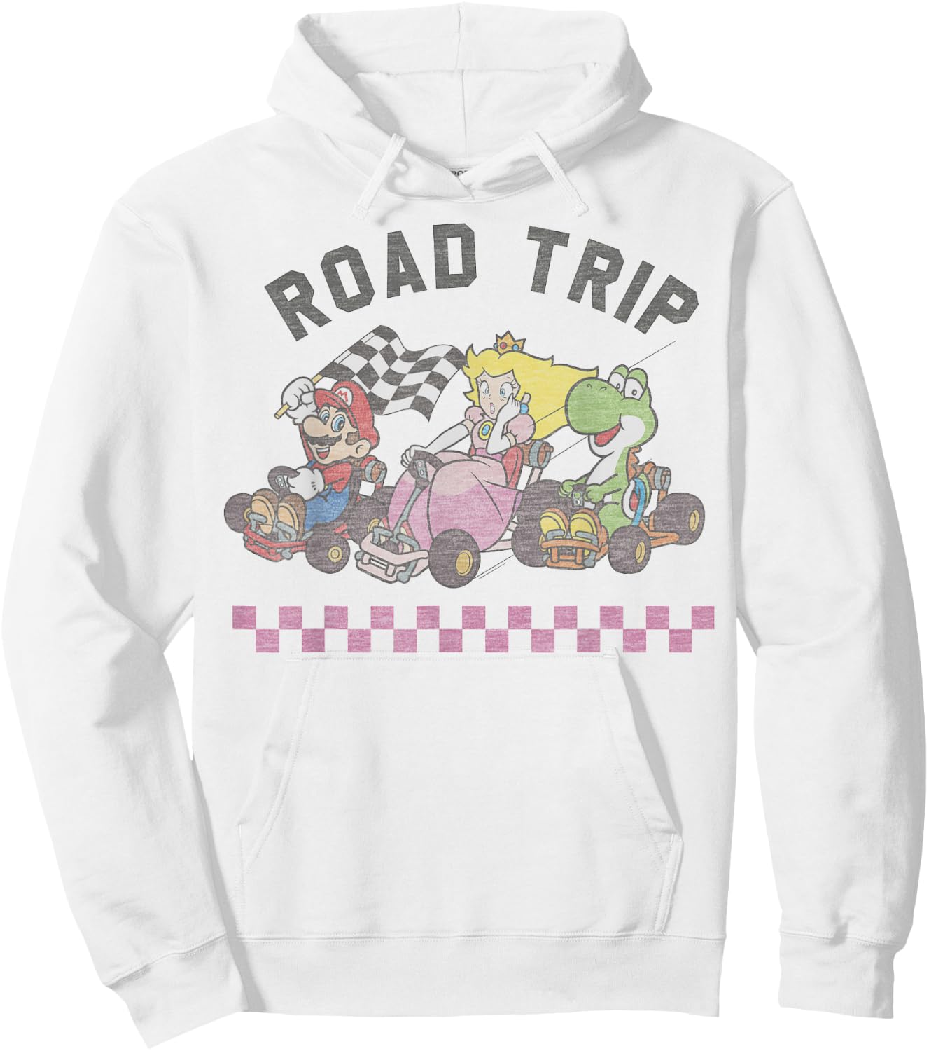 Mario Kart Road Trip Mario Peach Yoshi Trio Vintage Hoodie - Hoodie | White