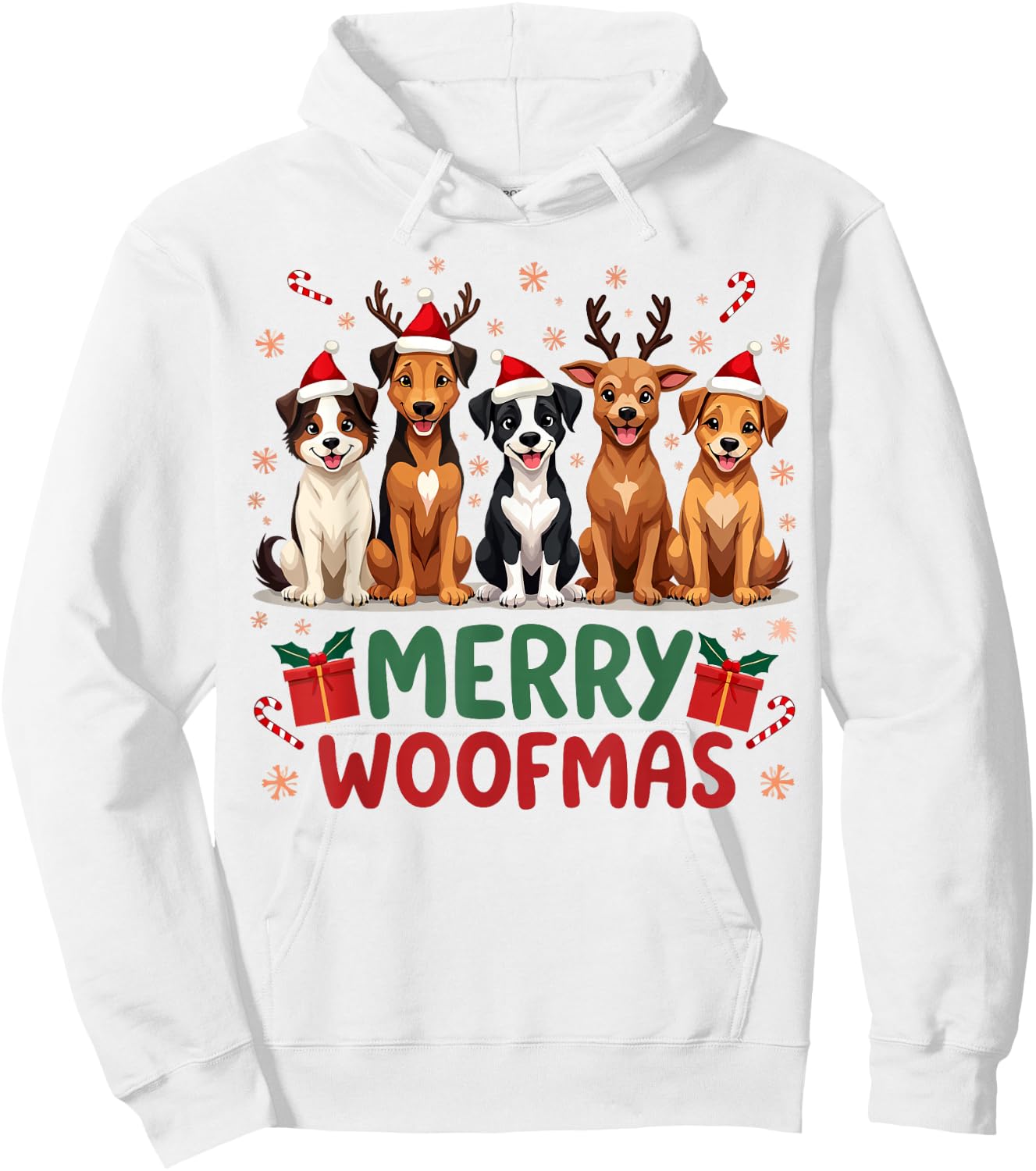 Merry Woofmas Cute Christmas Dog Mom Funny Holiday Hoodie - Hoodie | White