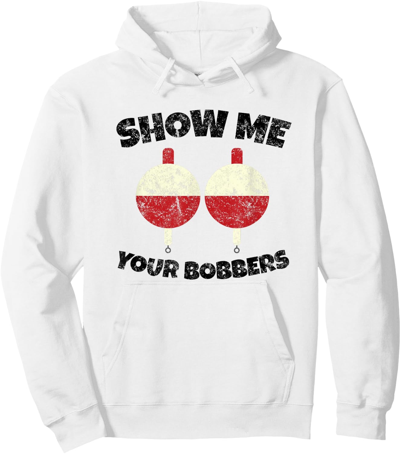 Vintage Show Me Your Bobbers Fishing Humor Hoodie - Hoodie | White