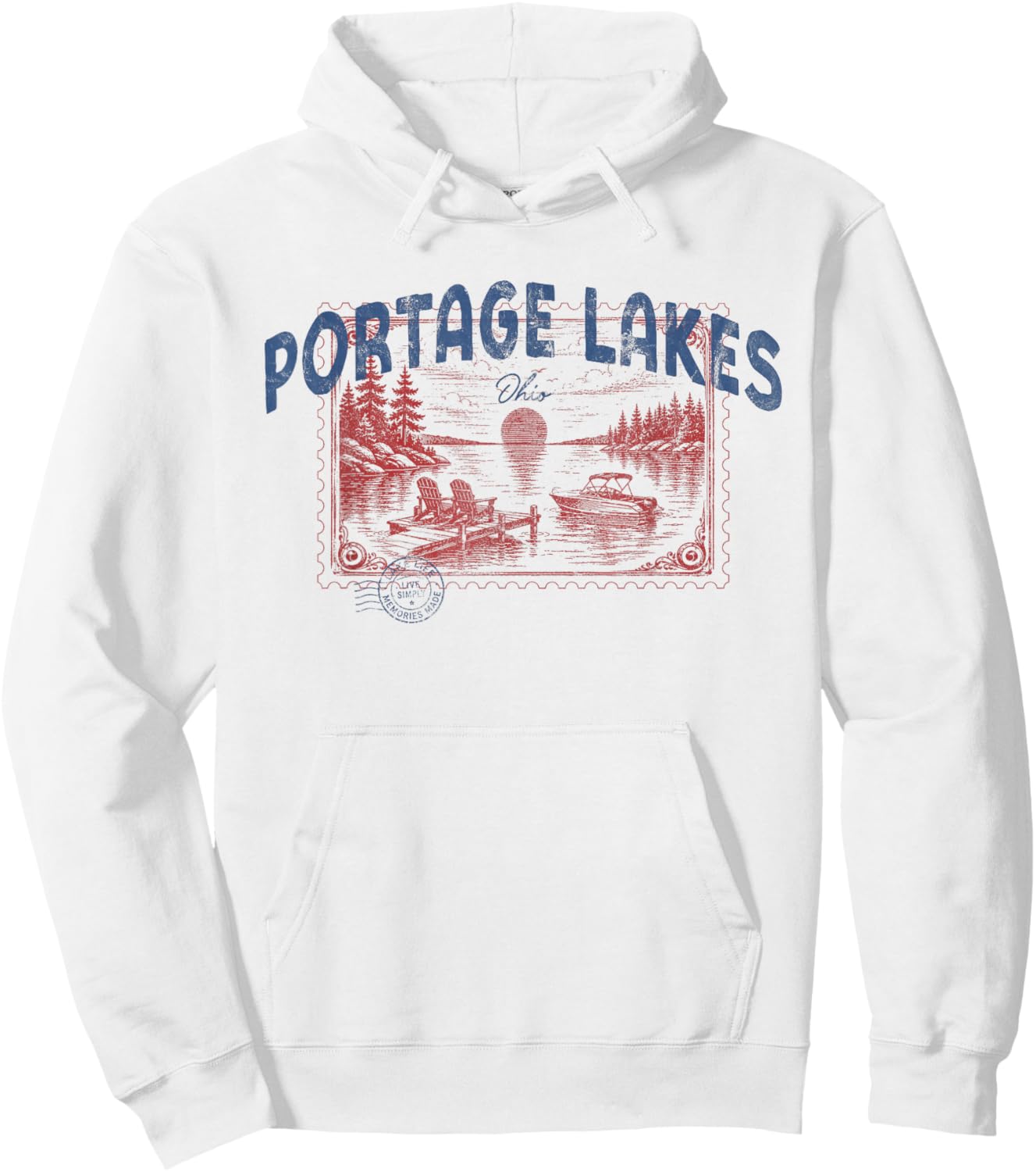 Portage Lakes Ohio Outdoors Vintage Hoodie - Hoodie | White