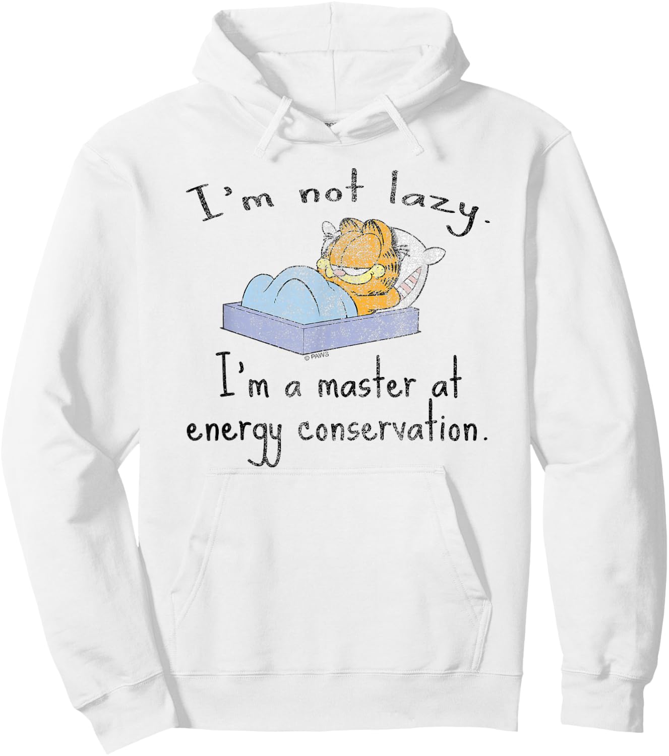 Garfield I'm Not Lazy Energy Conservation Cartoon Cat Hoodie - Hoodie | White