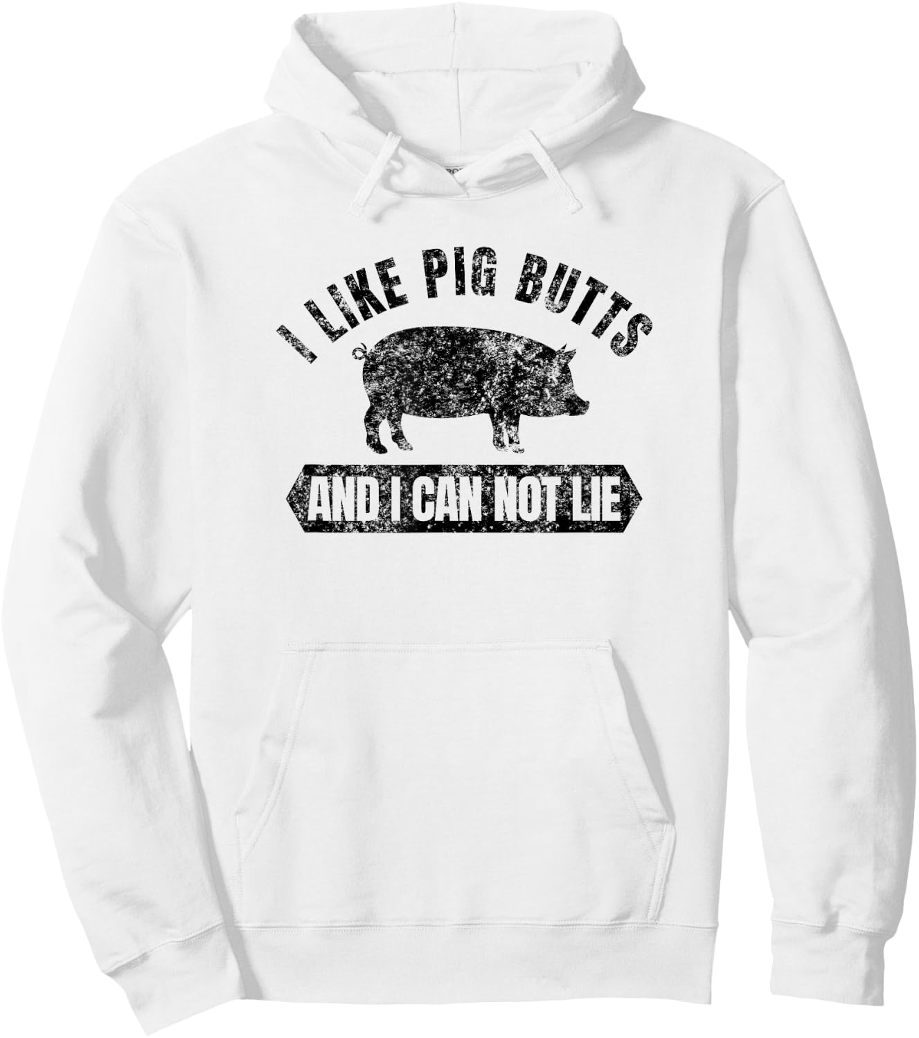 Vintage I Like Pig Butts and I Cannot Lie Funny BBQ Hoodie - Hoodie | White