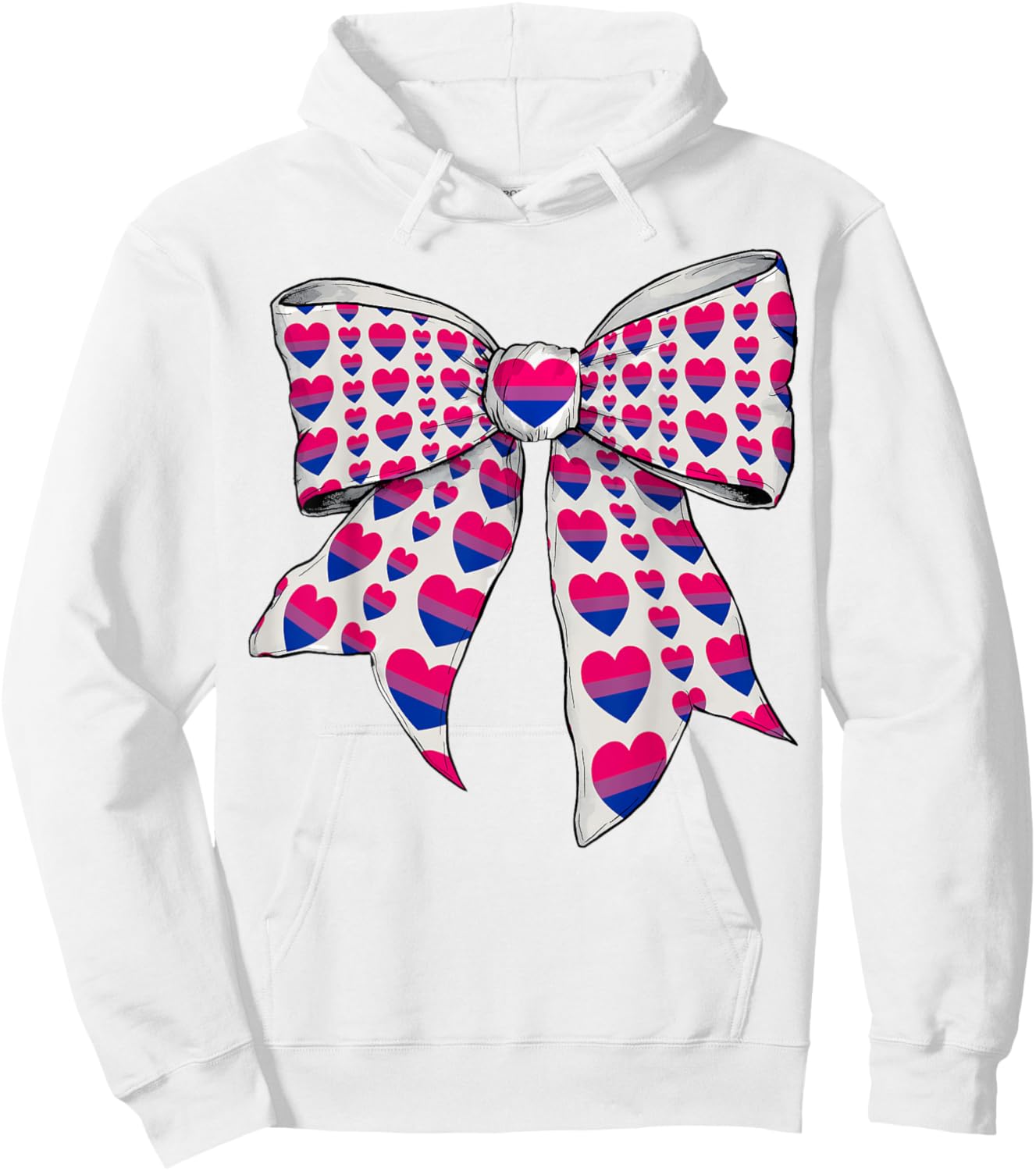 Bisexual Pride Bi Flag Heart LGBTQ Coquette Bow Hoodie - Hoodie | White