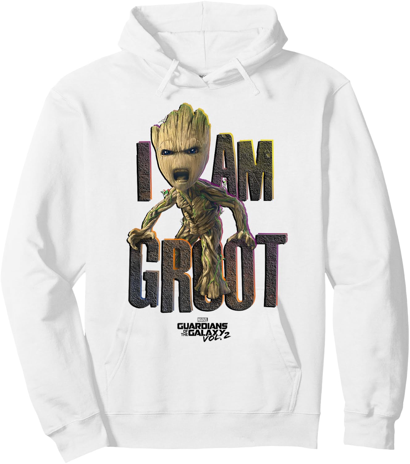 Marvel Guardians Vol.2 I AM Groot Cute Angry C1 Small Hoodie - Hoodie | White