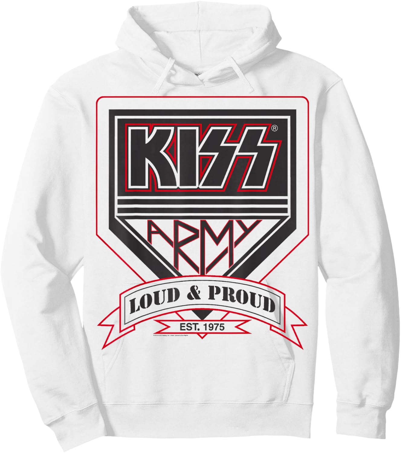 KISS - Official KISS Kollection , -Adults, Short Sleeve, , Military Green, Small Hoodie - Hoodie | White