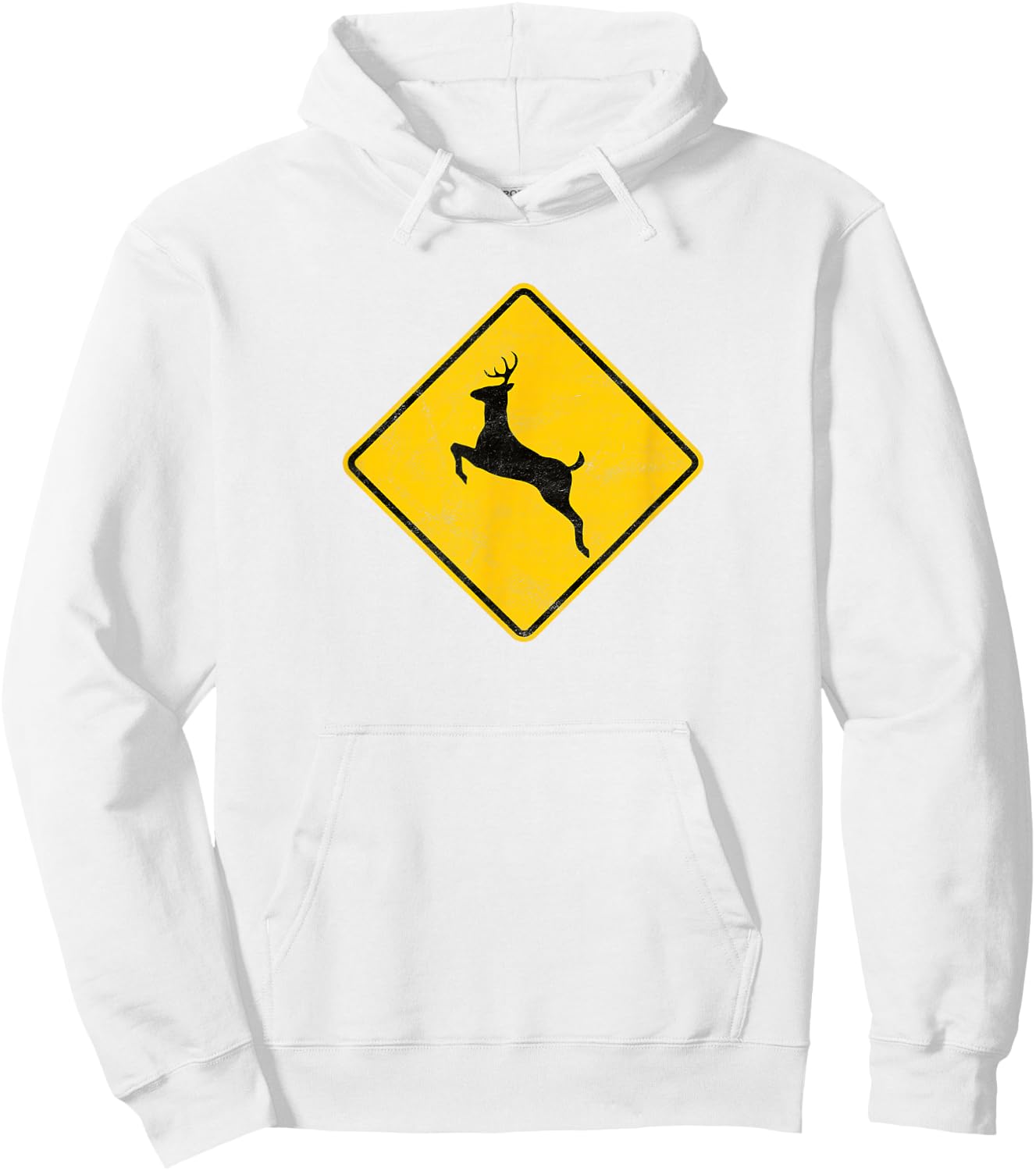 Retro Deer Crossing Vintage Hipster Sign Hoodie - Hoodie | White