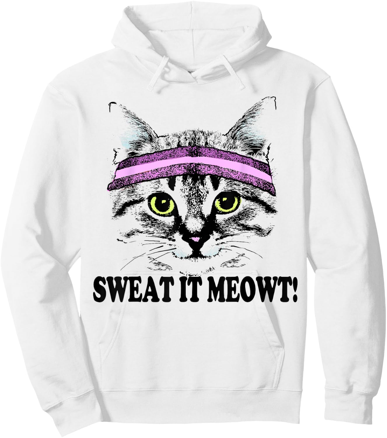 Sweat It Meowt Cat Head Sweat Band Gym Pun Men Women Girls Kids Hoodie - Hoodie | White