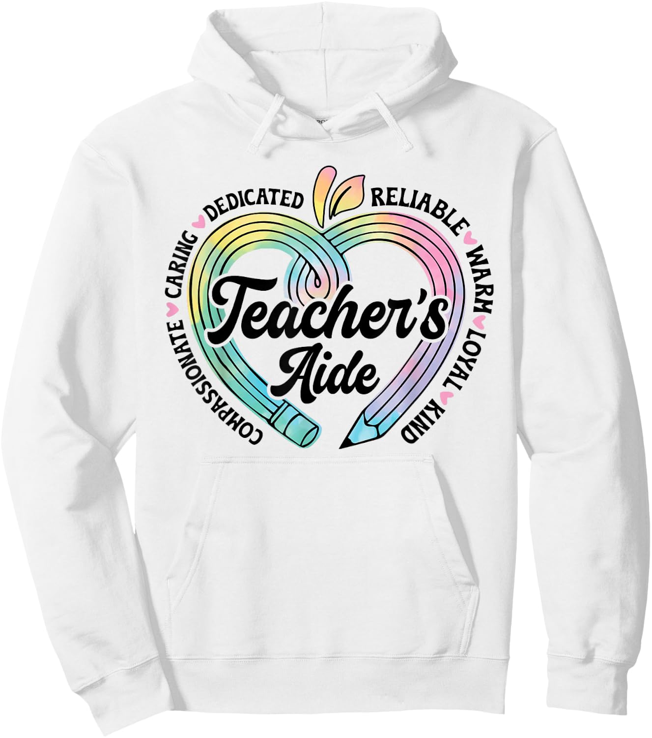 Teacher's Aide Cute Apple Heart Back To First Day Of School Hoodie - Hoodie | White