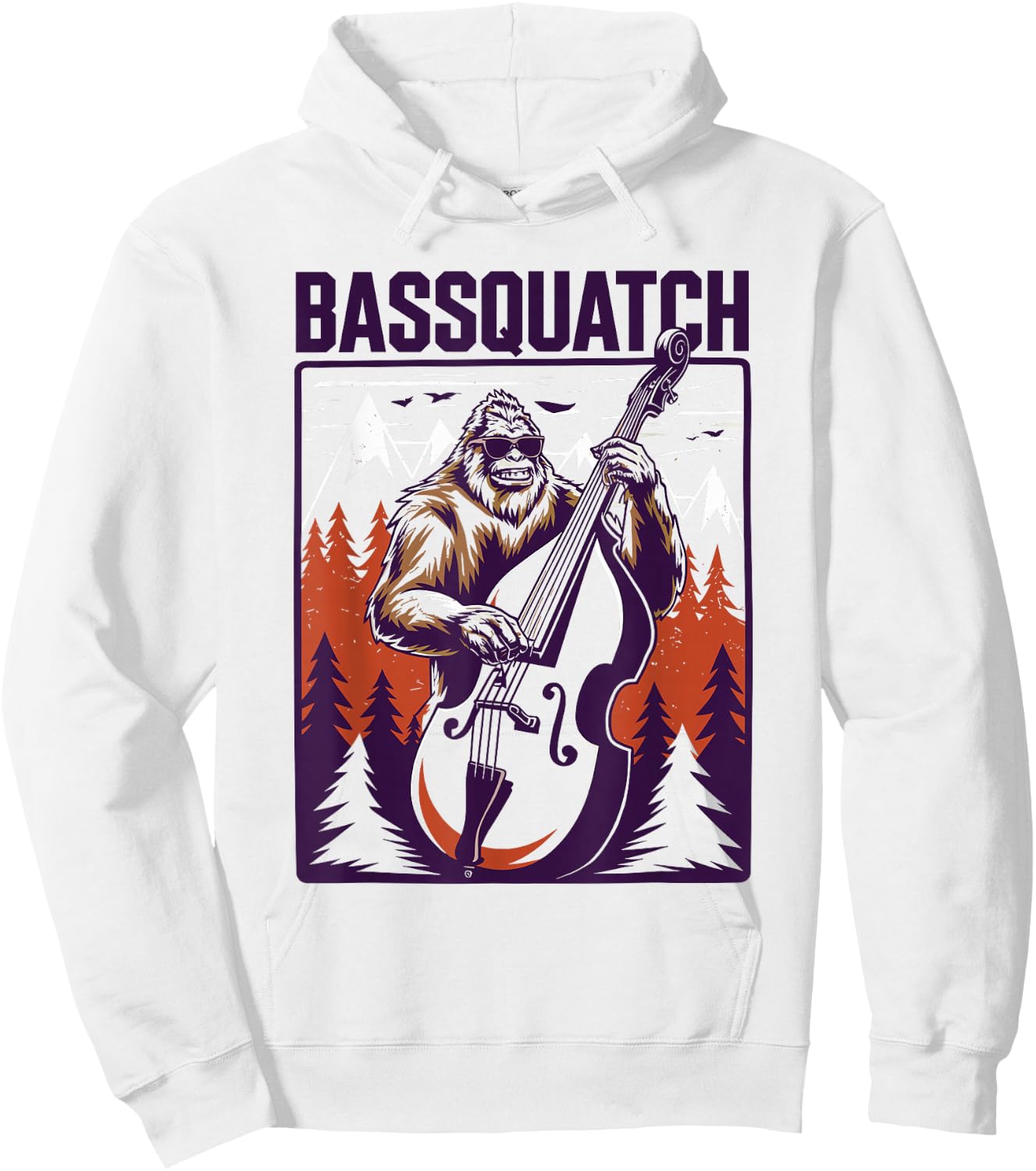 C.J.'s Sasquatch Bigfoot Double Bass Fiddle Gifts Bassquatch Bigfoot Double Bass Fiddle Upright Bass Sasquatch - Men's Yellow Small Classic Fit Short Sleeve Graphic Hoodie - Hoodie | White