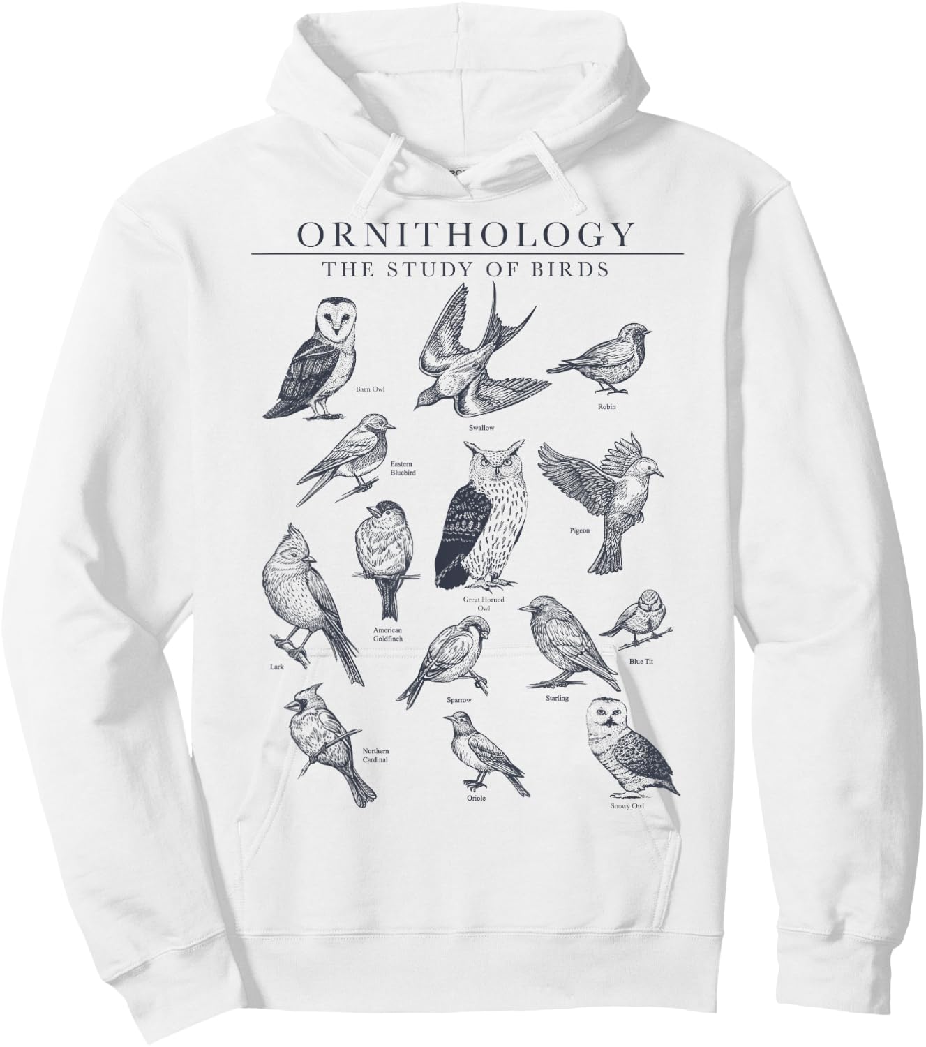 Ornithology The Study Of Birds Sketch Hoodie - Hoodie | White