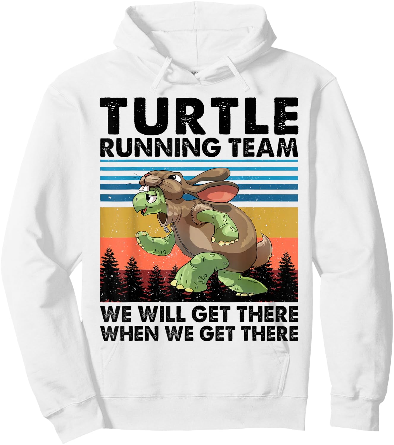 Turtle and Rabbit Running Team Running Marathon Day Hoodie - Hoodie | White
