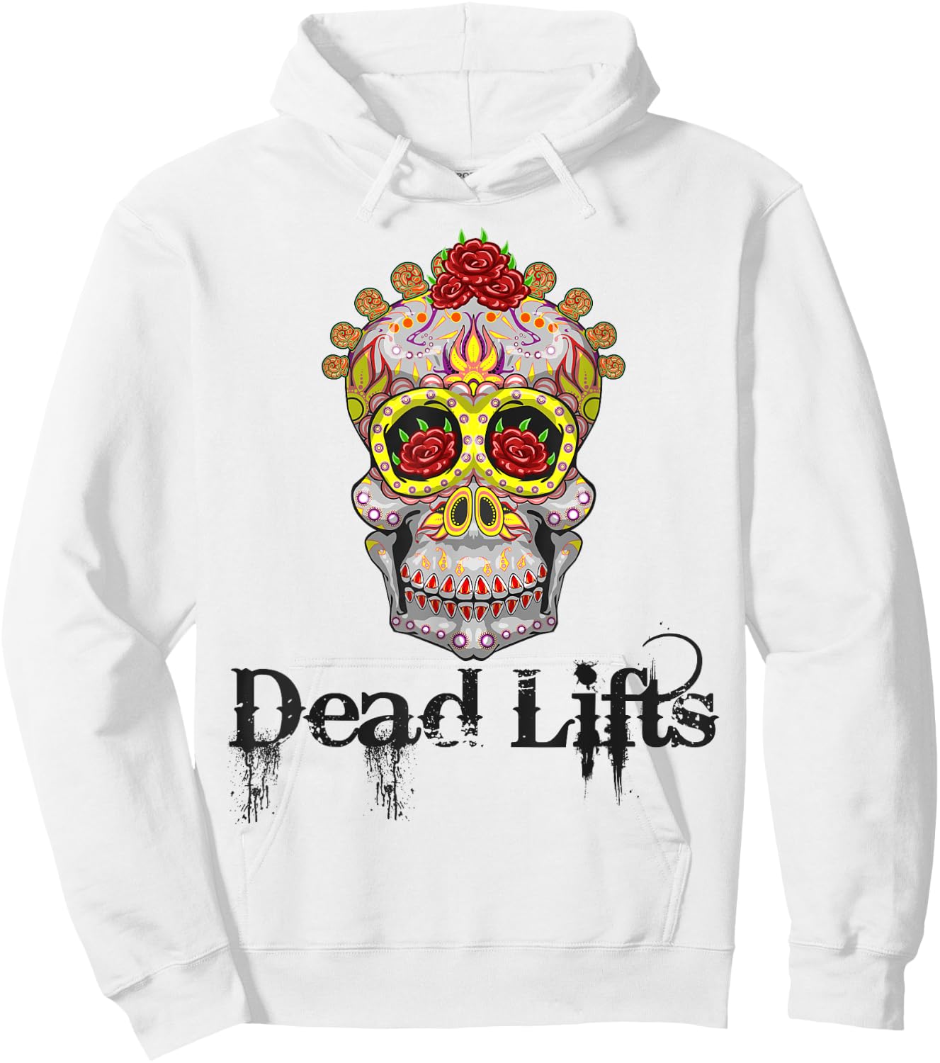 Halloween Fitness Dead Lifts , Sugar Skull Gym Workout Hoodie - Hoodie | White