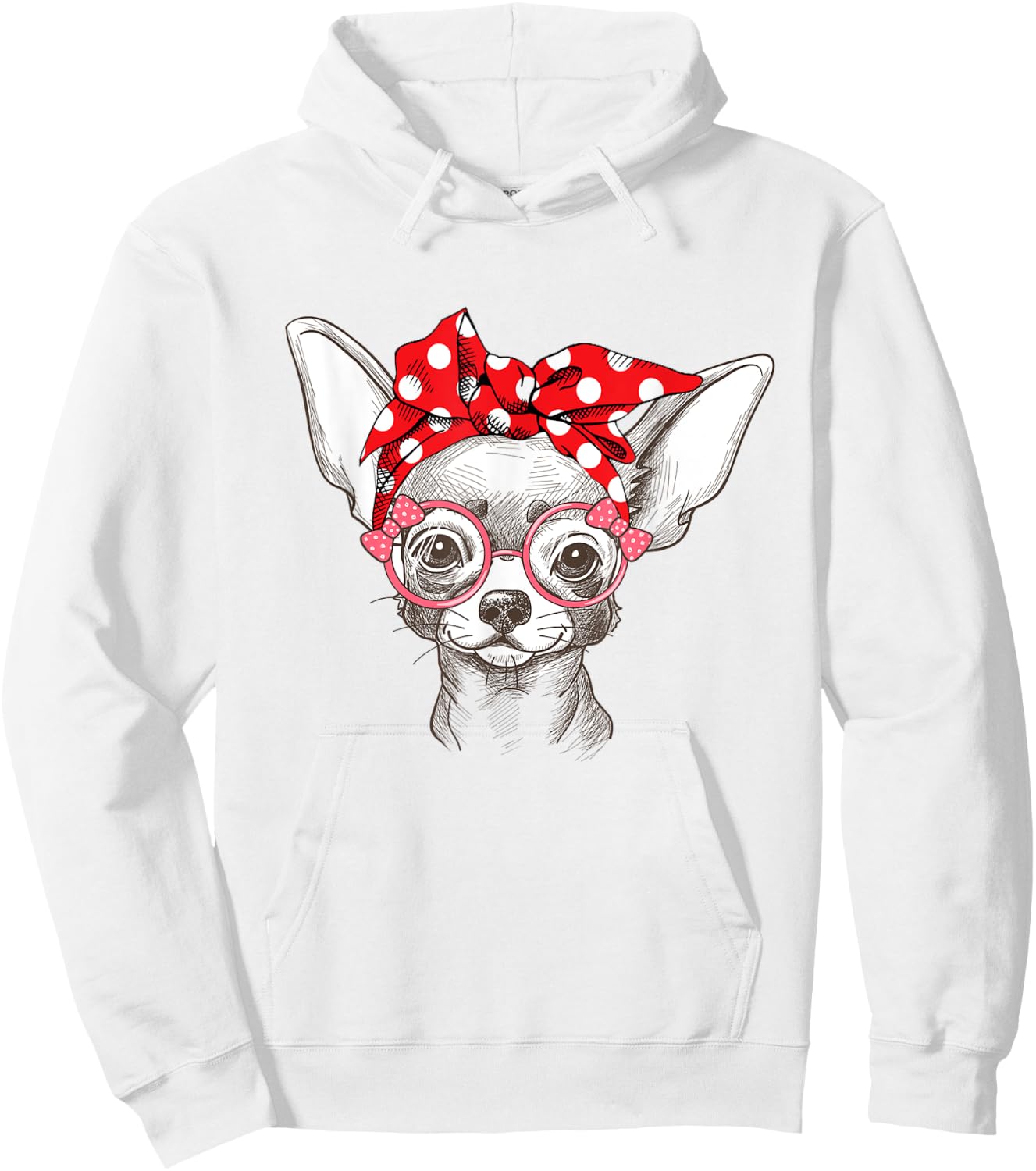 Funny Cute Chihuahua Mom Wears Bandana Hoodie - Hoodie | White