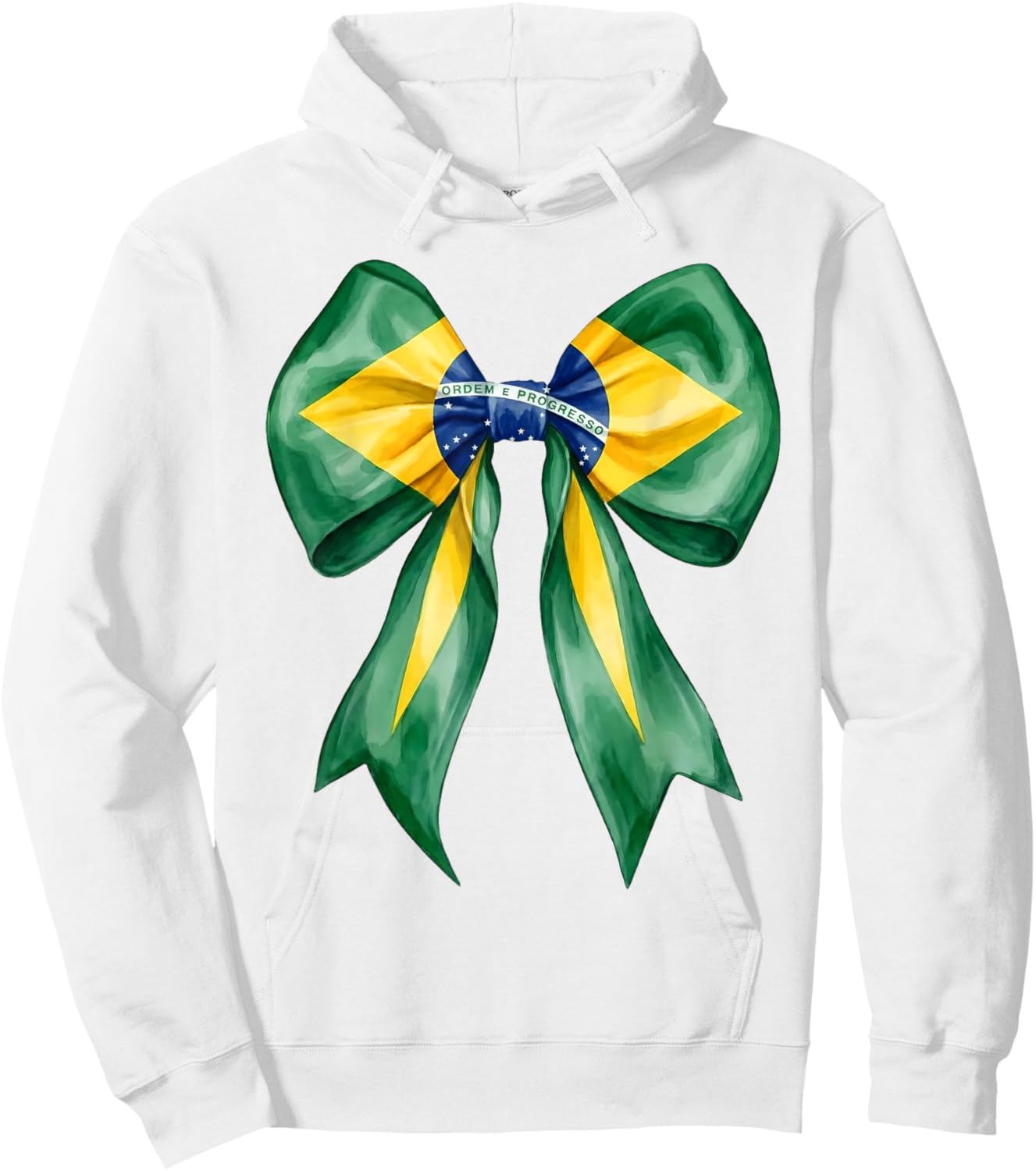 Brazilian Girl Coquette Bow Brasil Brazil Flag Brasileira Hoodie - Hoodie | White