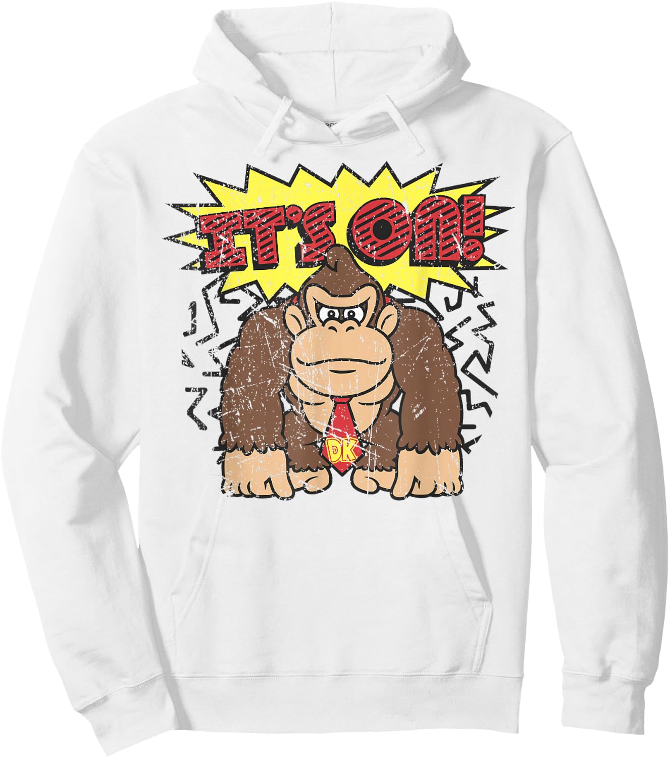 Donkey Kong It's On! Vintage Distressed Graphic Hoodie - Hoodie | White