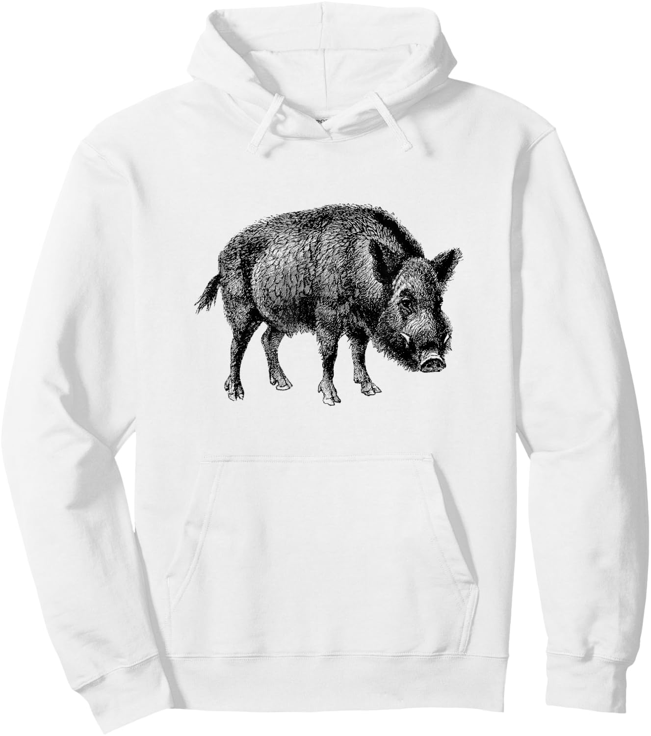 The New Antique Vintage Wild Boar Print - Women's Grey Classic Fit Short Sleeve - Small Hoodie - Hoodie | White