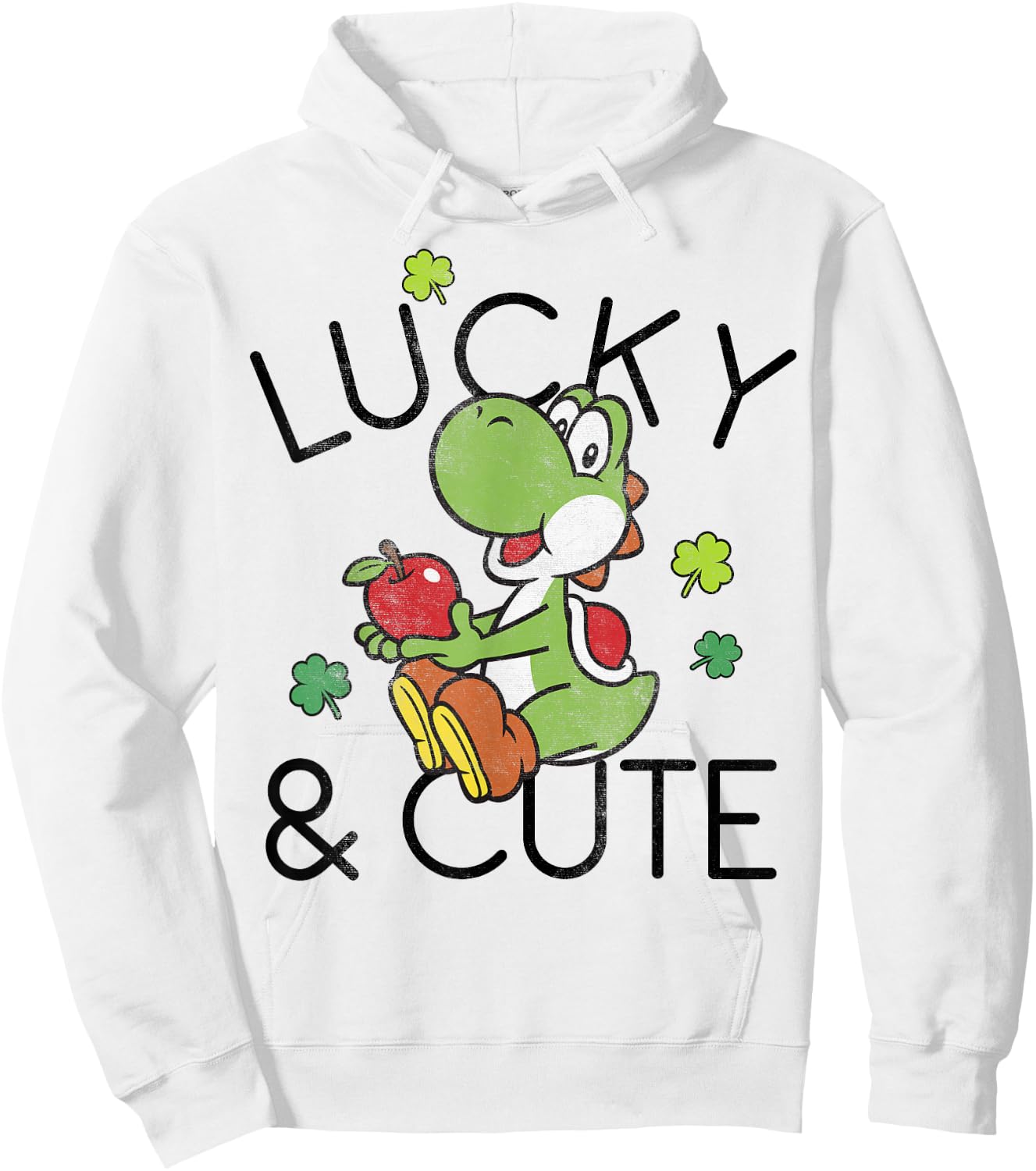 Nintendo Super Mario Yoshi Lucky & Cute Graphic Hoodie - Hoodie | White
