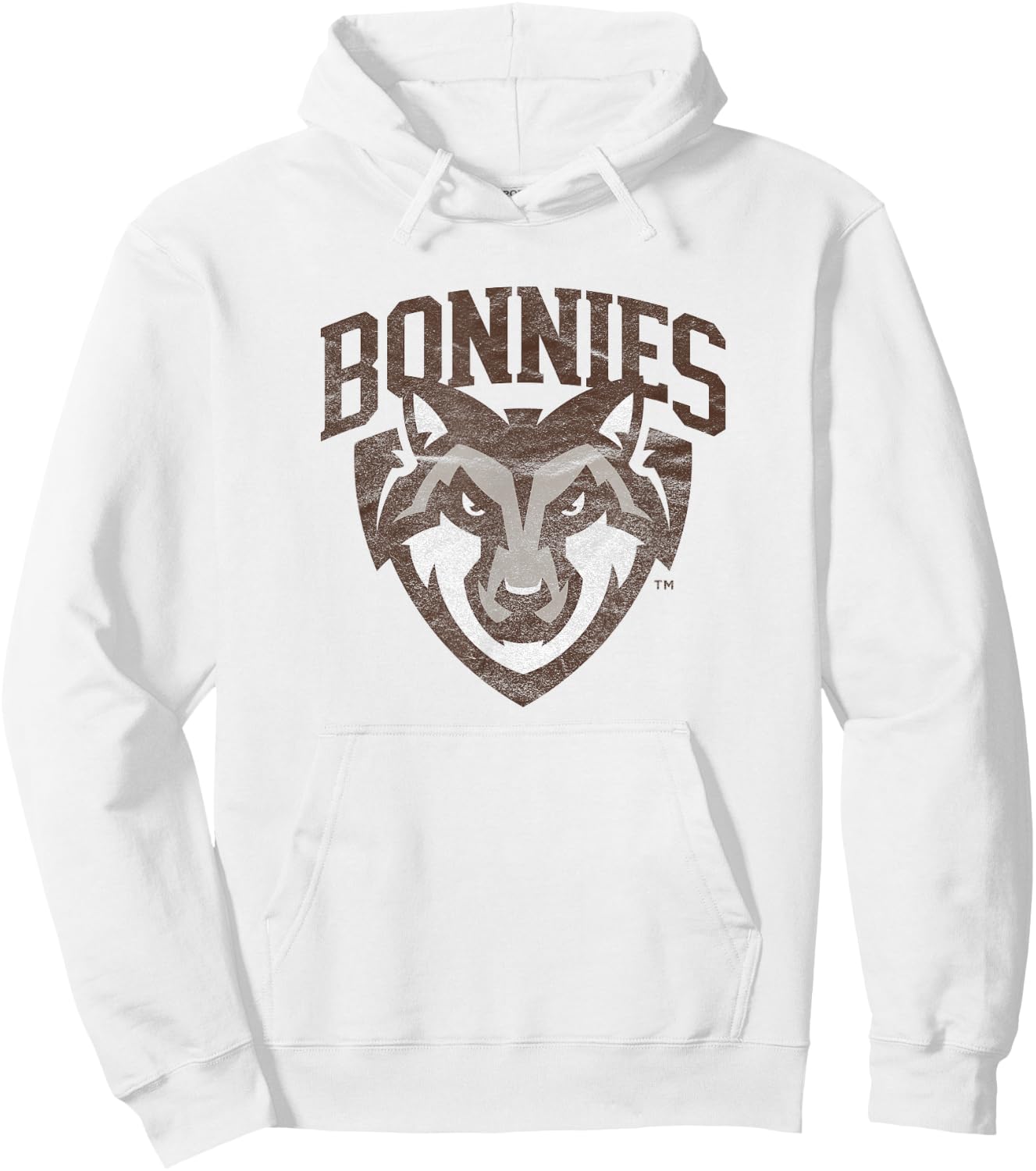 St. Bonaventure University Bonnies Primary Logo Distressed Hoodie - Hoodie | White