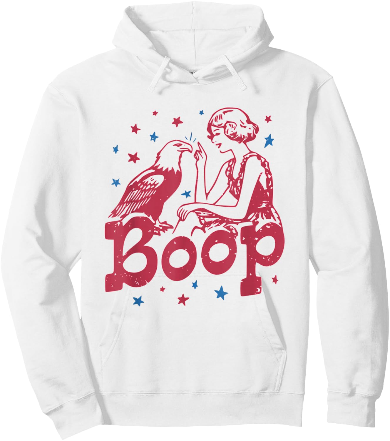 Retro Funny Eagle Boop Patriotic 4th July Retro America Hoodie - Hoodie | White