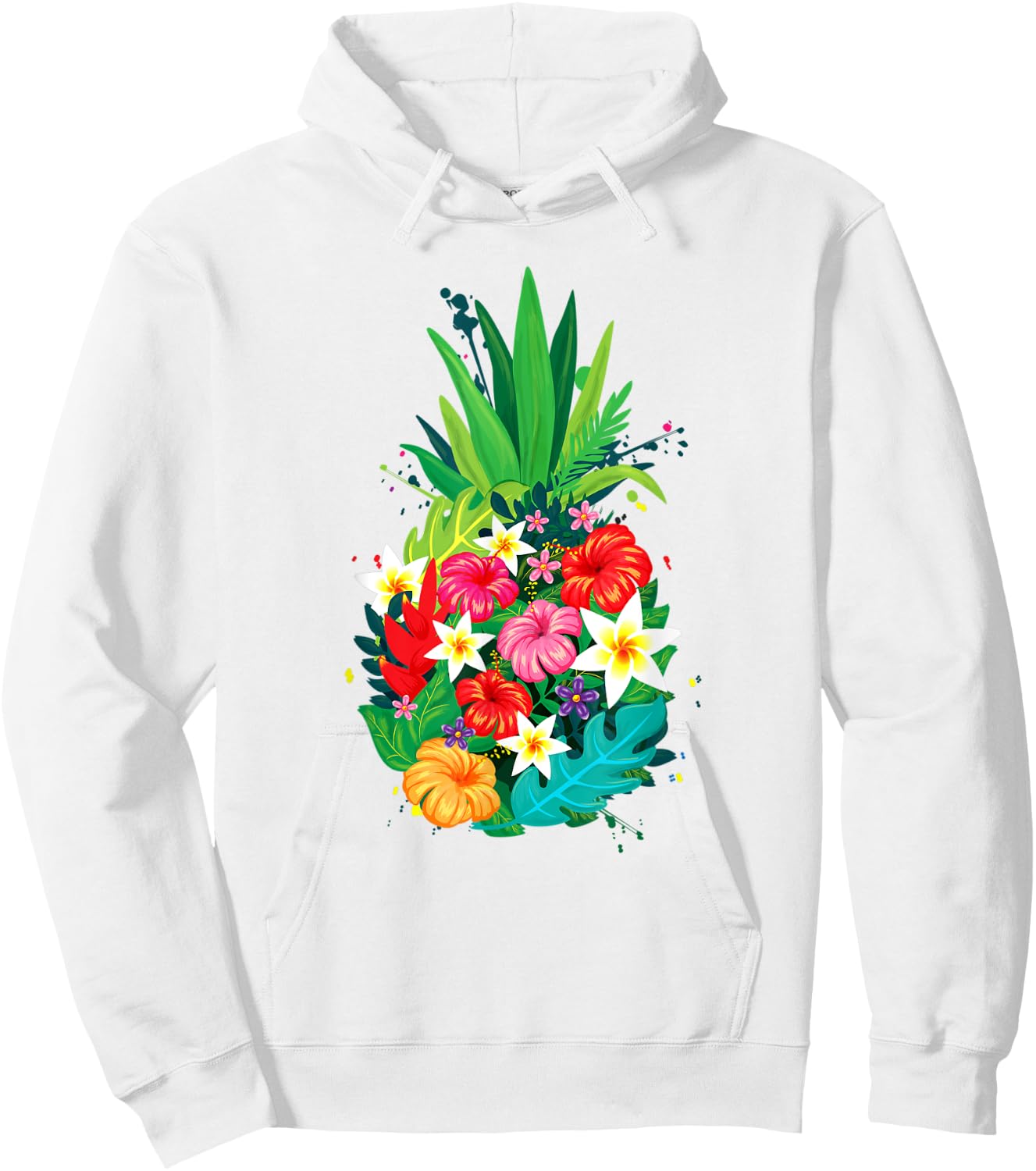 Tropical Flower Pineapple Summer Girl Hawaii Hoodie - Hoodie | White