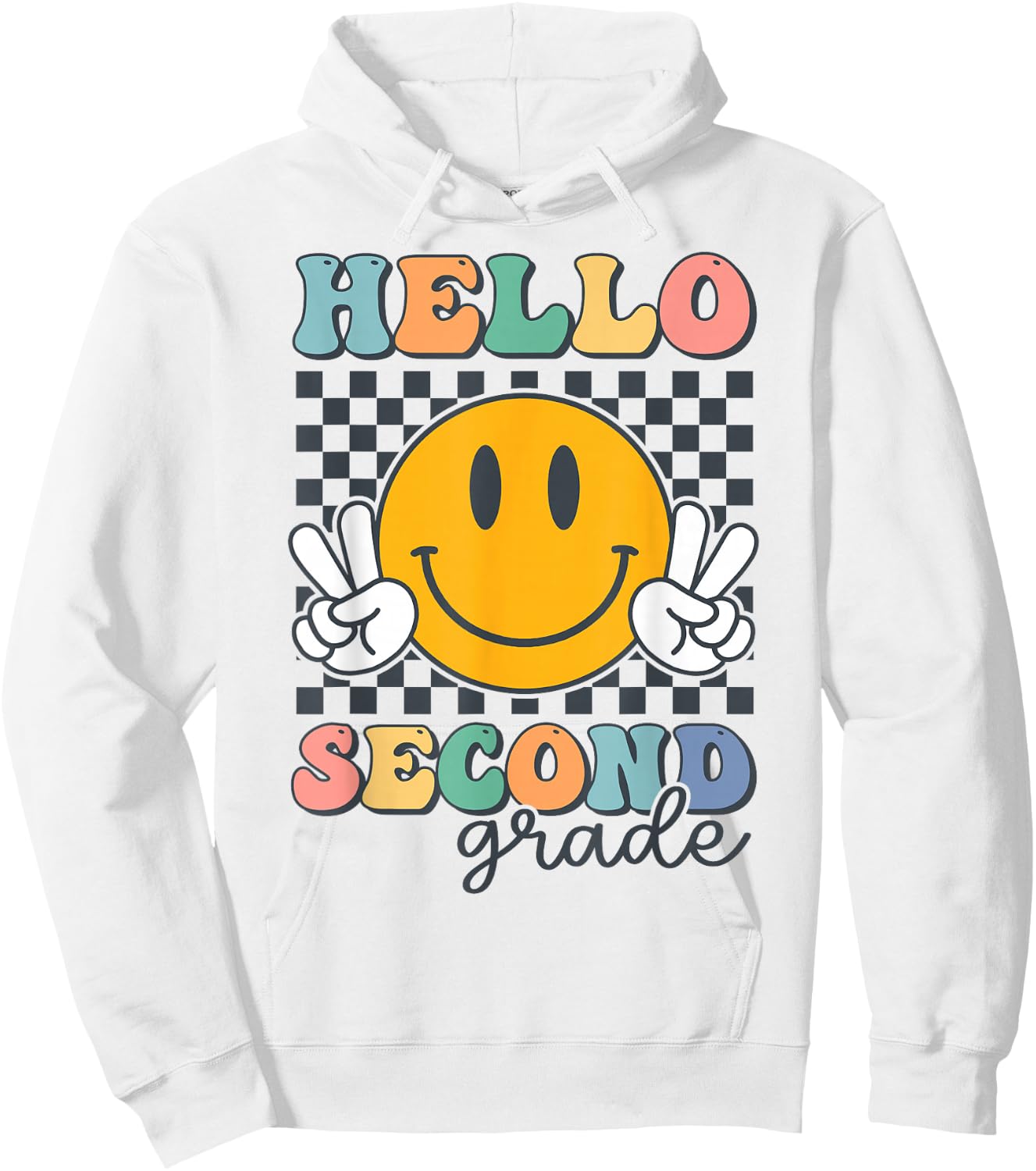 Hello Second Grade Retro Smile Team 2nd Grade Back to School Hoodie - Hoodie | White