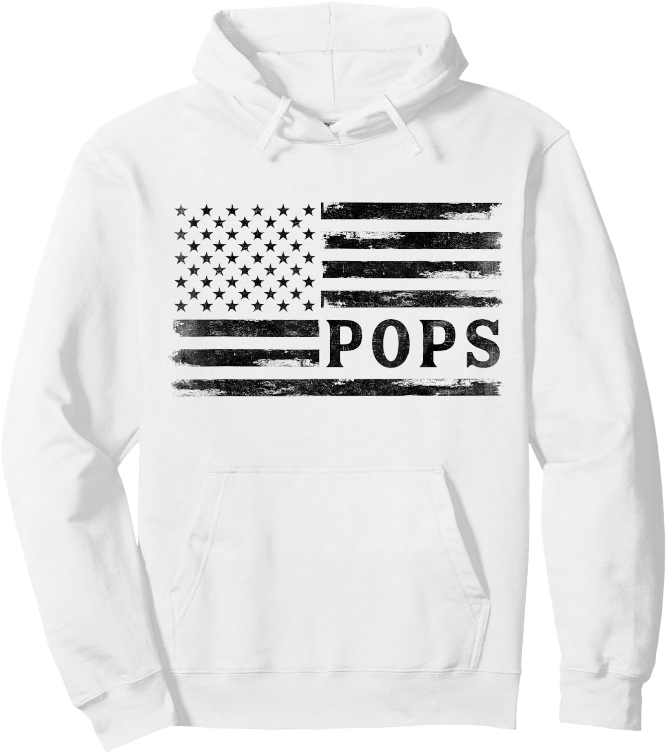 Pops Black Vintage USA Flag Father's Day Grandpa Hoodie - Hoodie | White