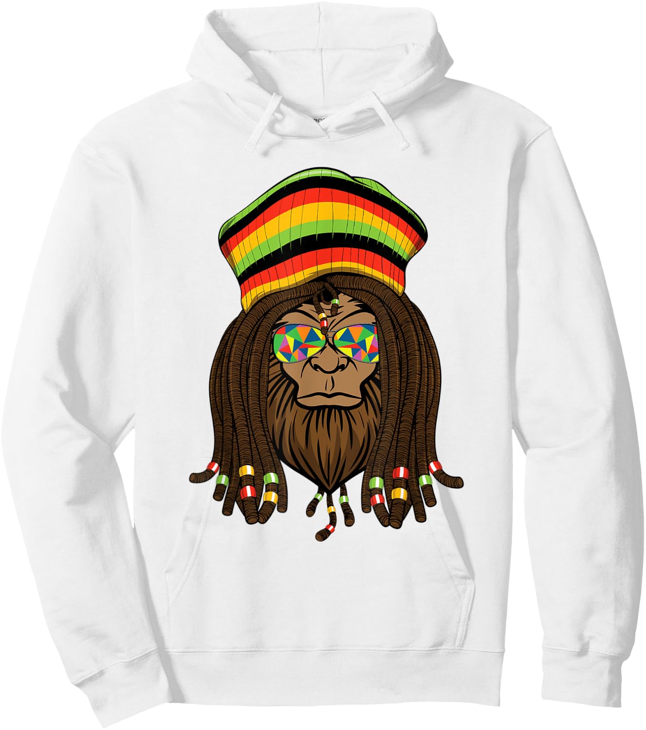Sasquatch Reggae Dreads Bigfoot Dreadlocks Jamaica Rasta Hoodie - Hoodie | White